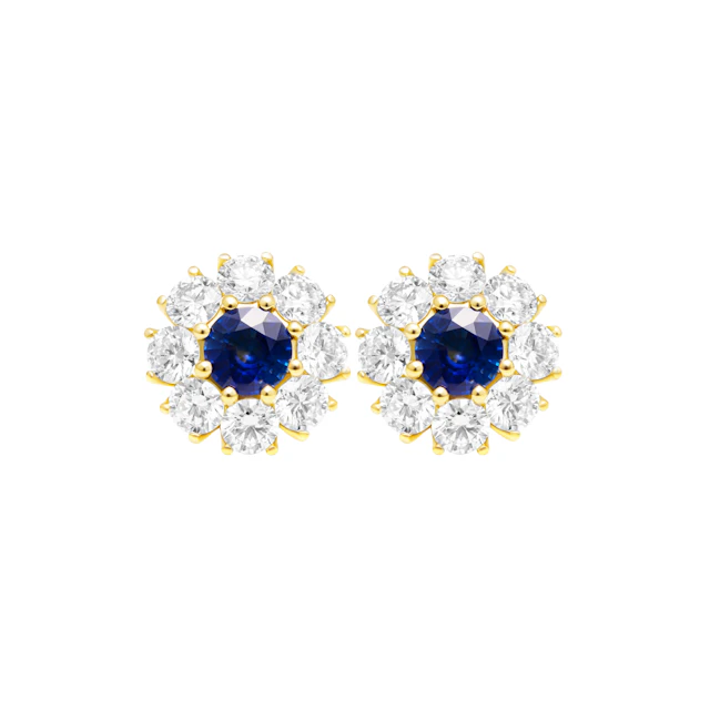 Gold, 1.25ctw Sapphire and Diamond Stud Earrings