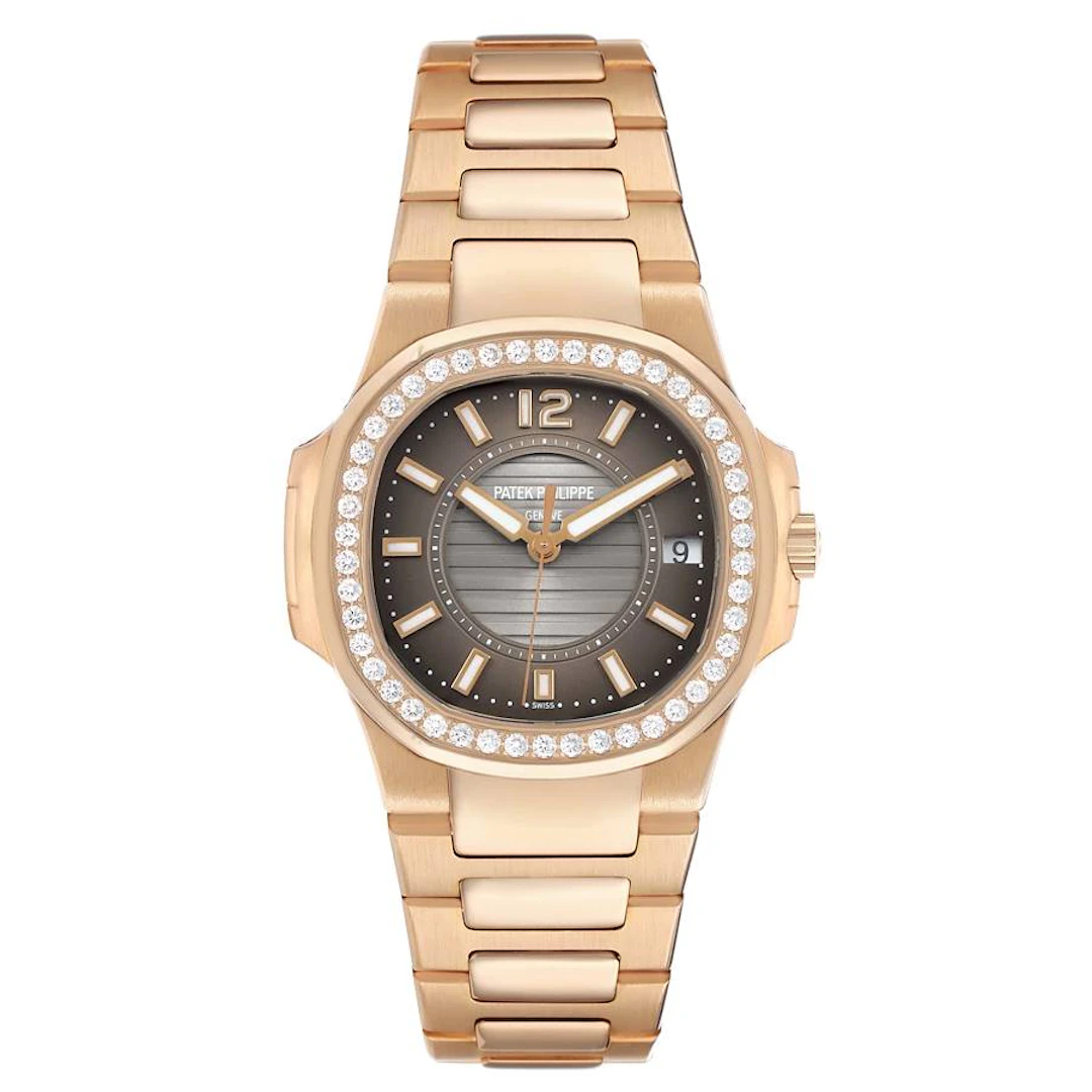 Nautilus (Reference 7010/1R-010). A 32mm rose gold diamond-set quartz