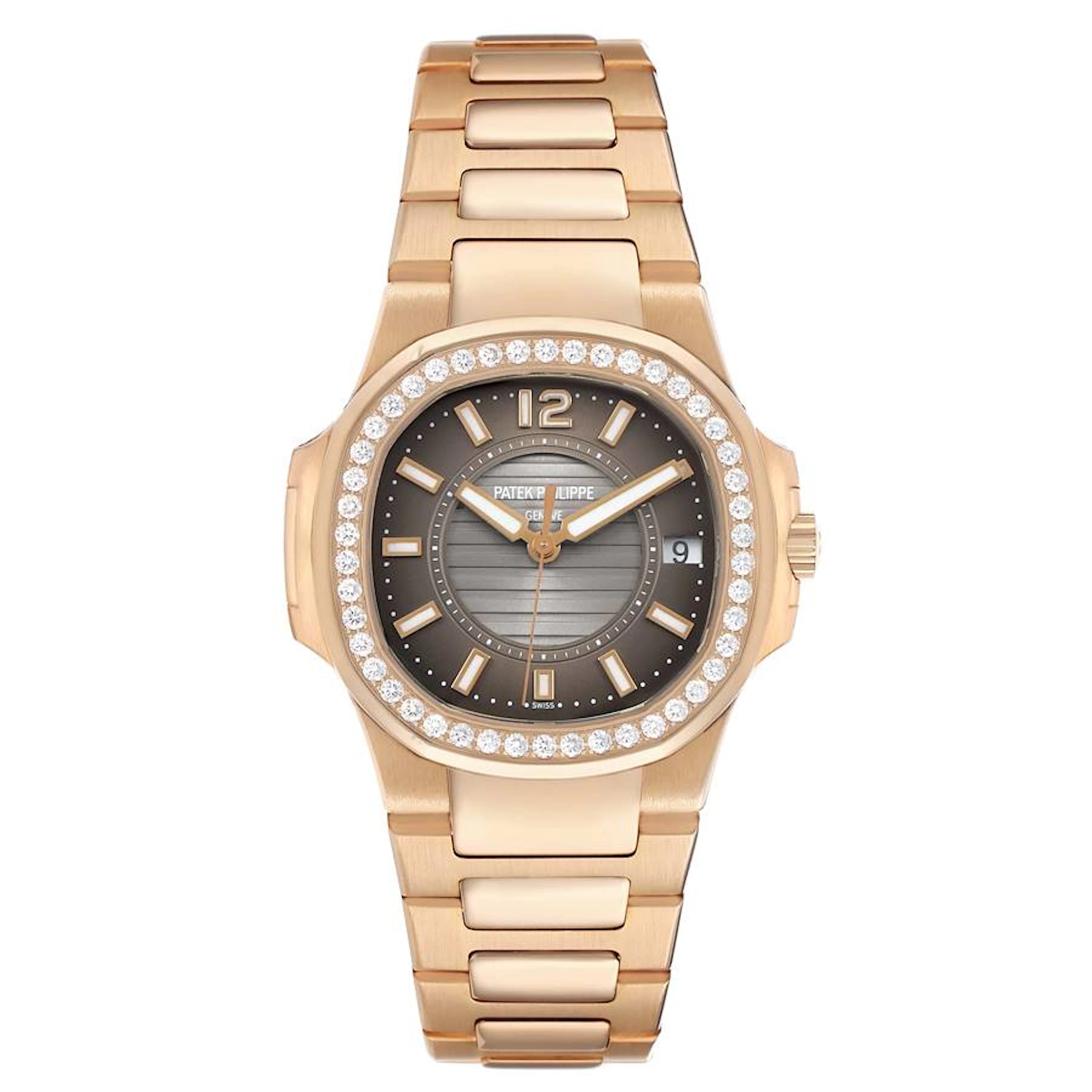 Nautilus (Reference 7010/1R-010). A 32mm rose gold diamond-set quartz