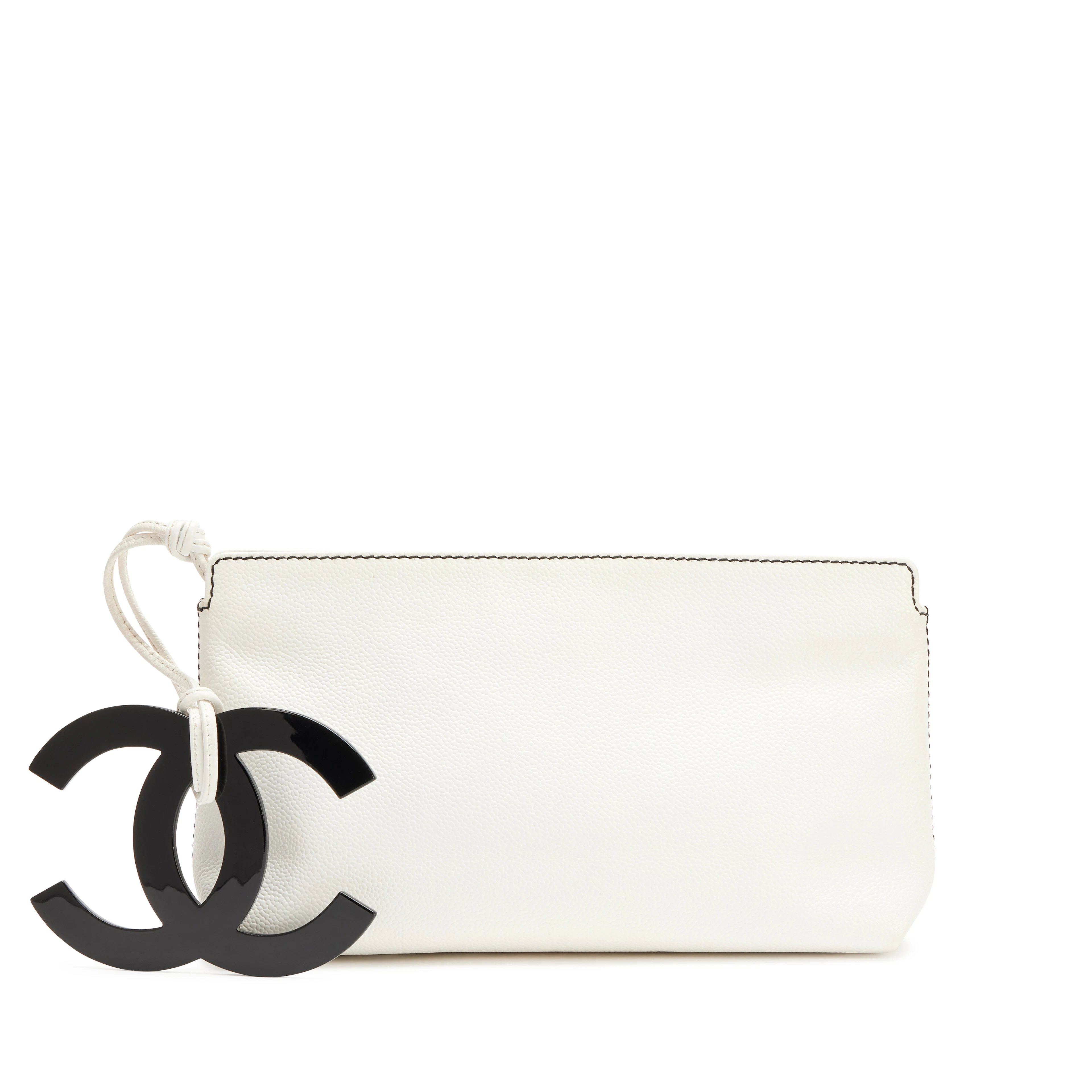 White Caviar Black Resin Oversize XL CC Charm Zip Clutch, 2005