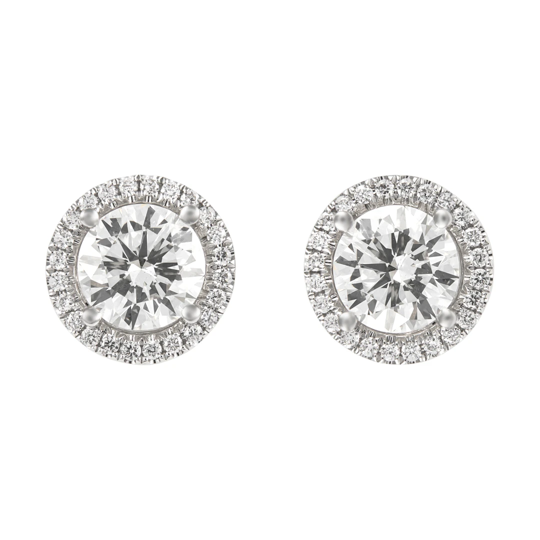 White Gold and 4.02ctw Round Brilliant Cut Diamond Stud Earrings