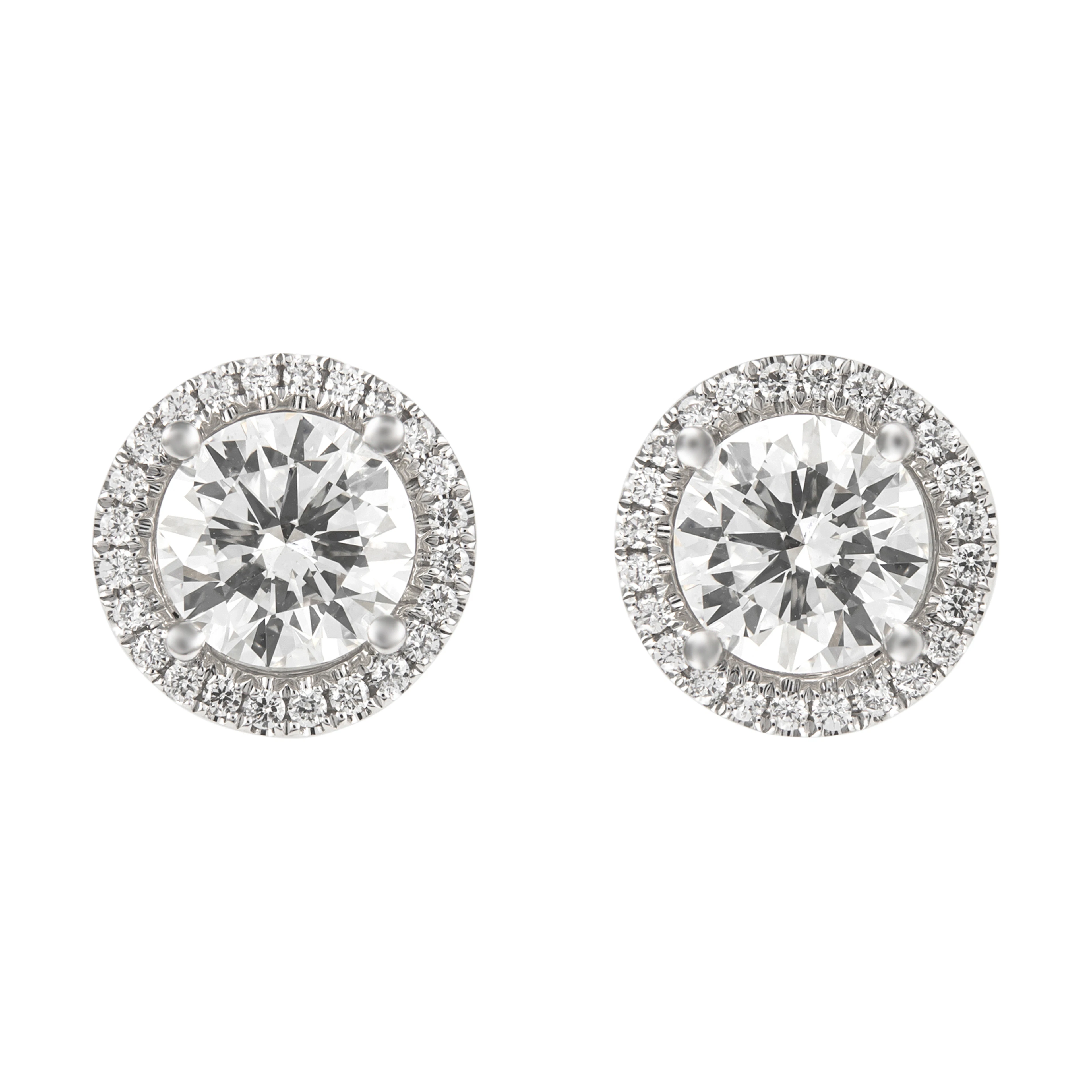 White Gold and 4.02ctw Round Brilliant Cut Diamond Stud Earrings