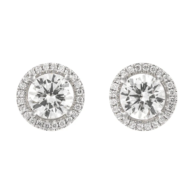 White Gold and 4.02ctw Round Brilliant Cut Diamond Stud Earrings