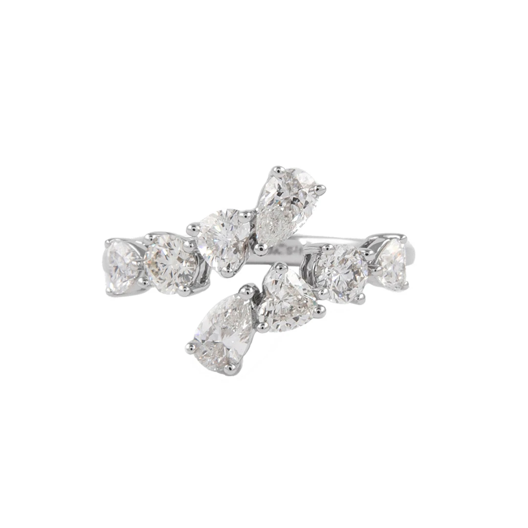 White Gold and 1.50ctw Fancy Cut Diamond Bypass Ring