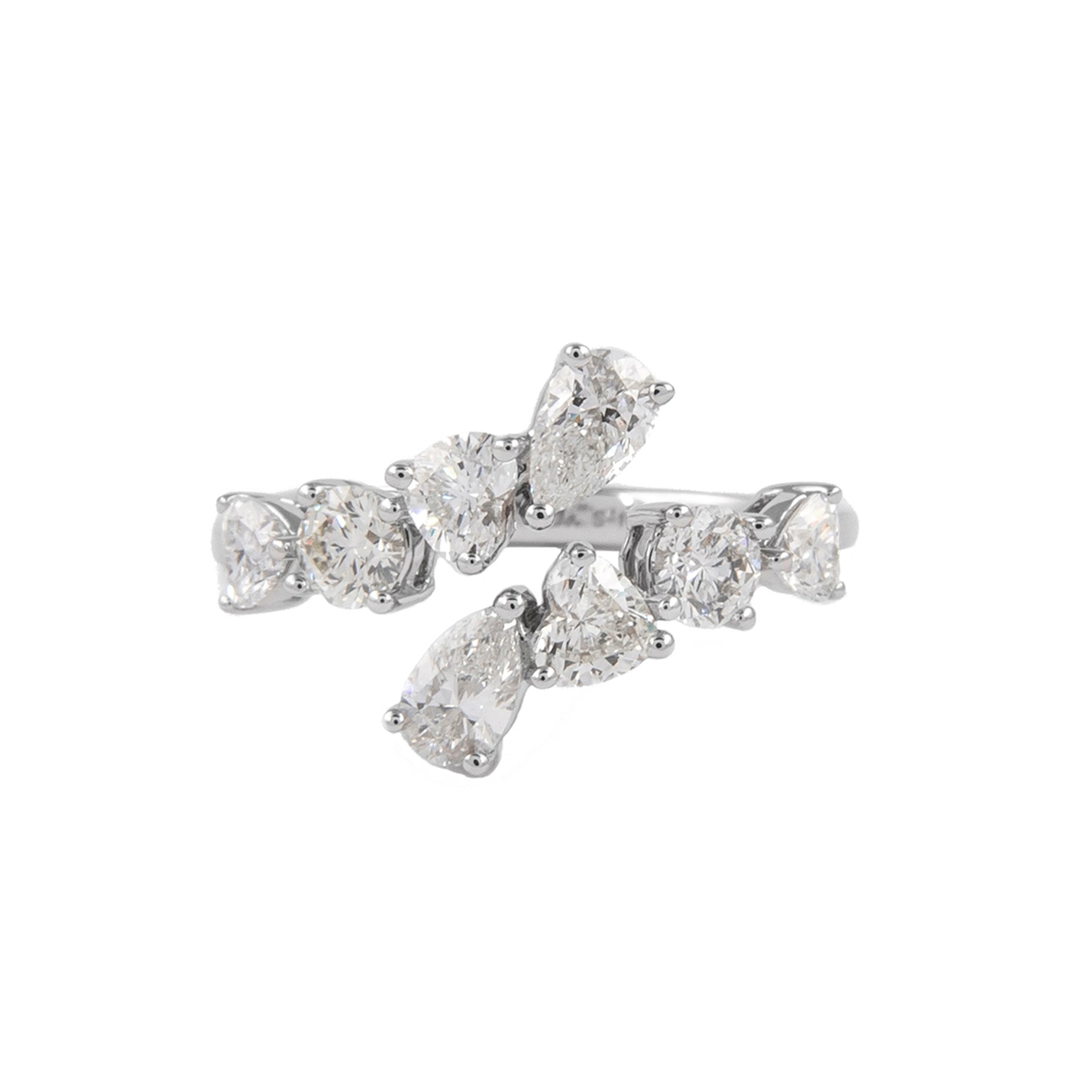 White Gold and 1.50ctw Fancy Cut Diamond Bypass Ring