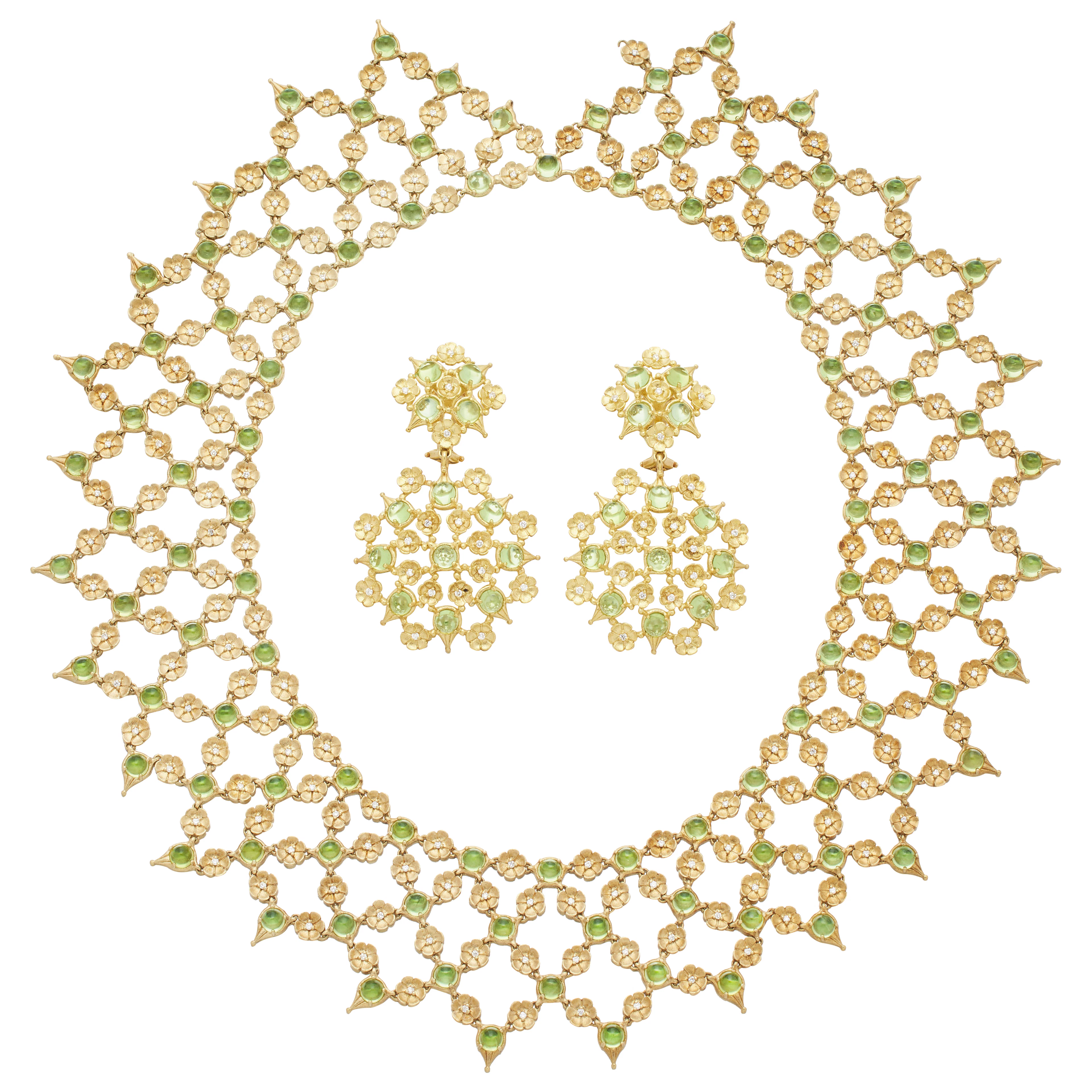 Gold, Peridot and Diamond Demi Parure