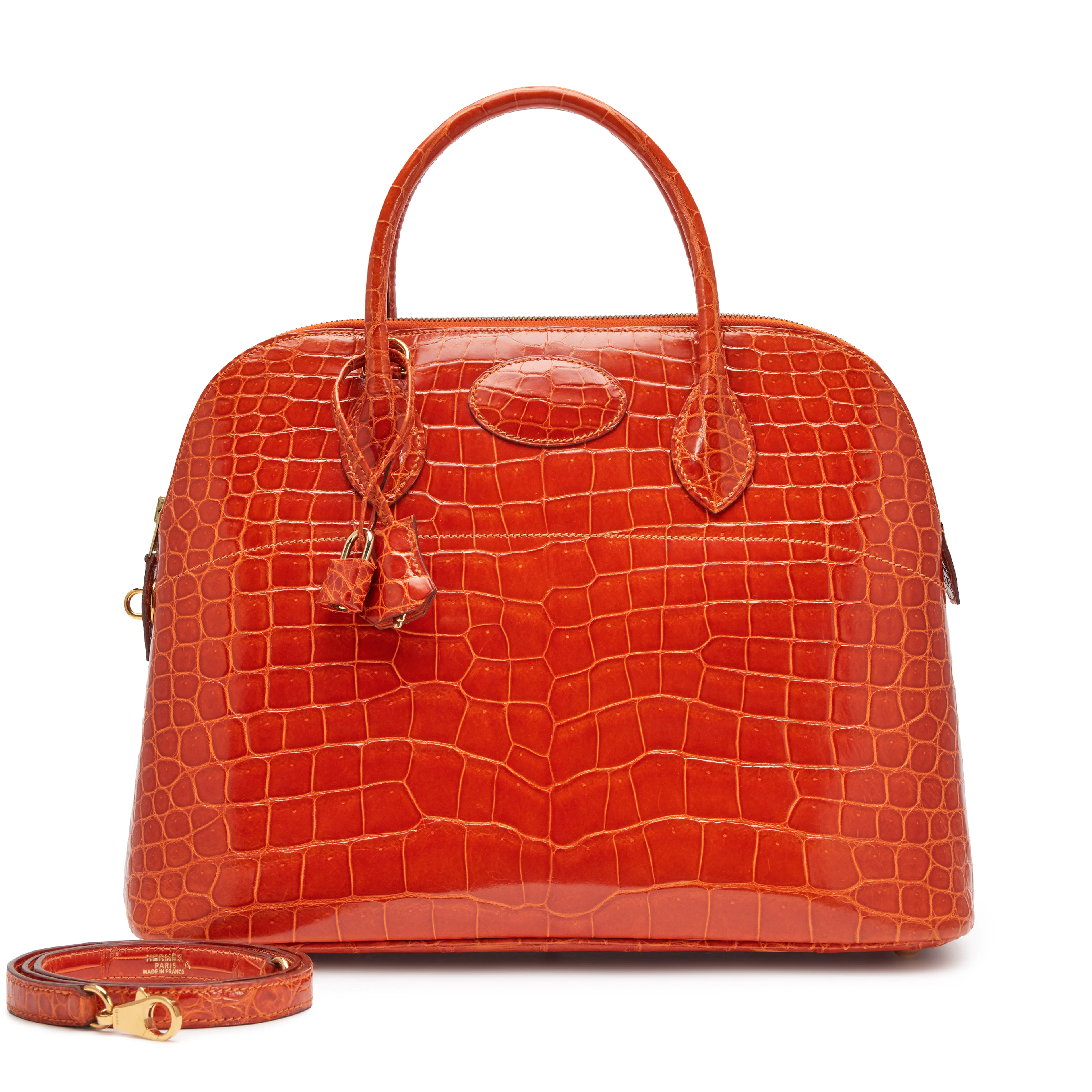 Orange Shiny Porosus Crocodile Bolide 35 Gold Hardware, 1997