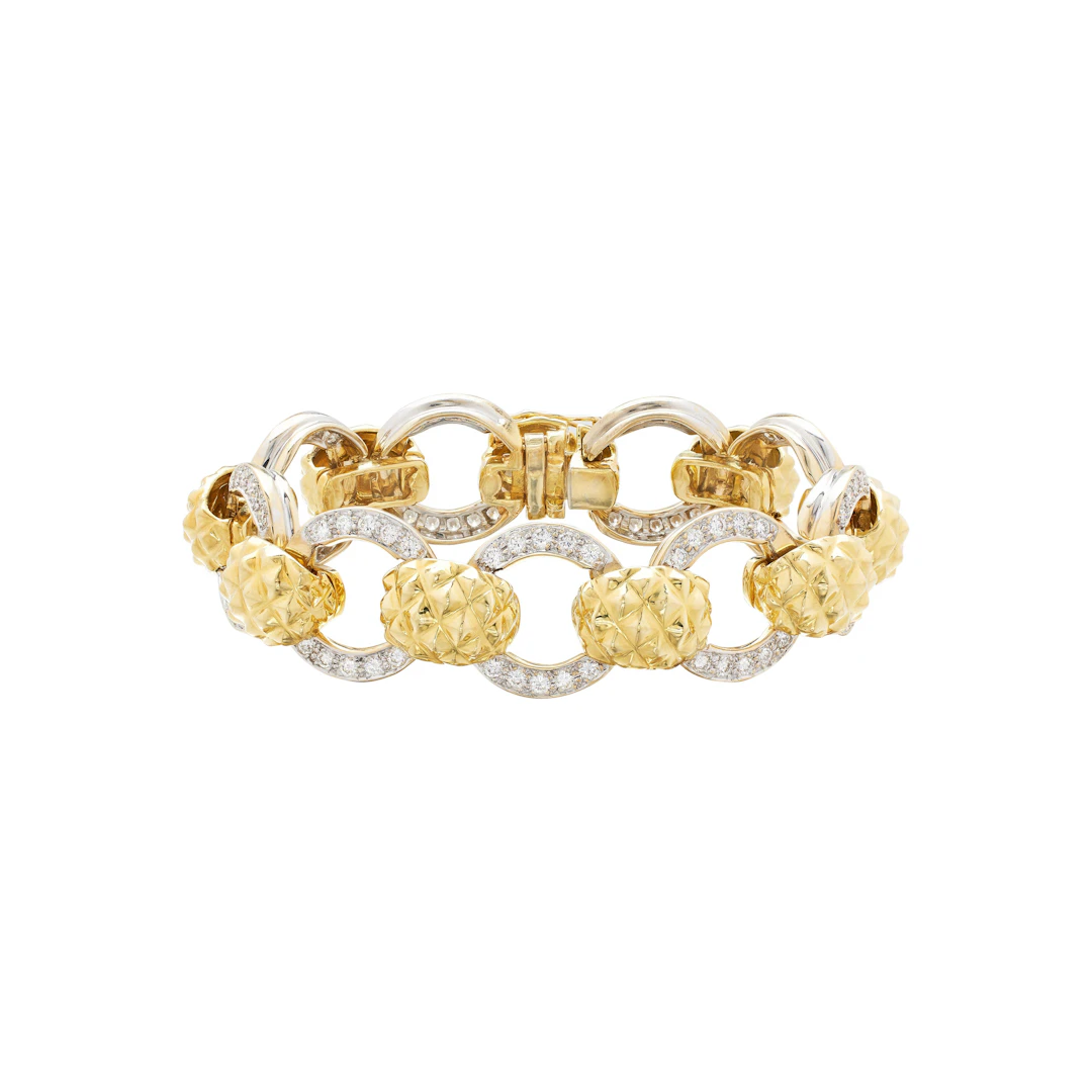 Gold, White Gold and Diamond Link Bracelet