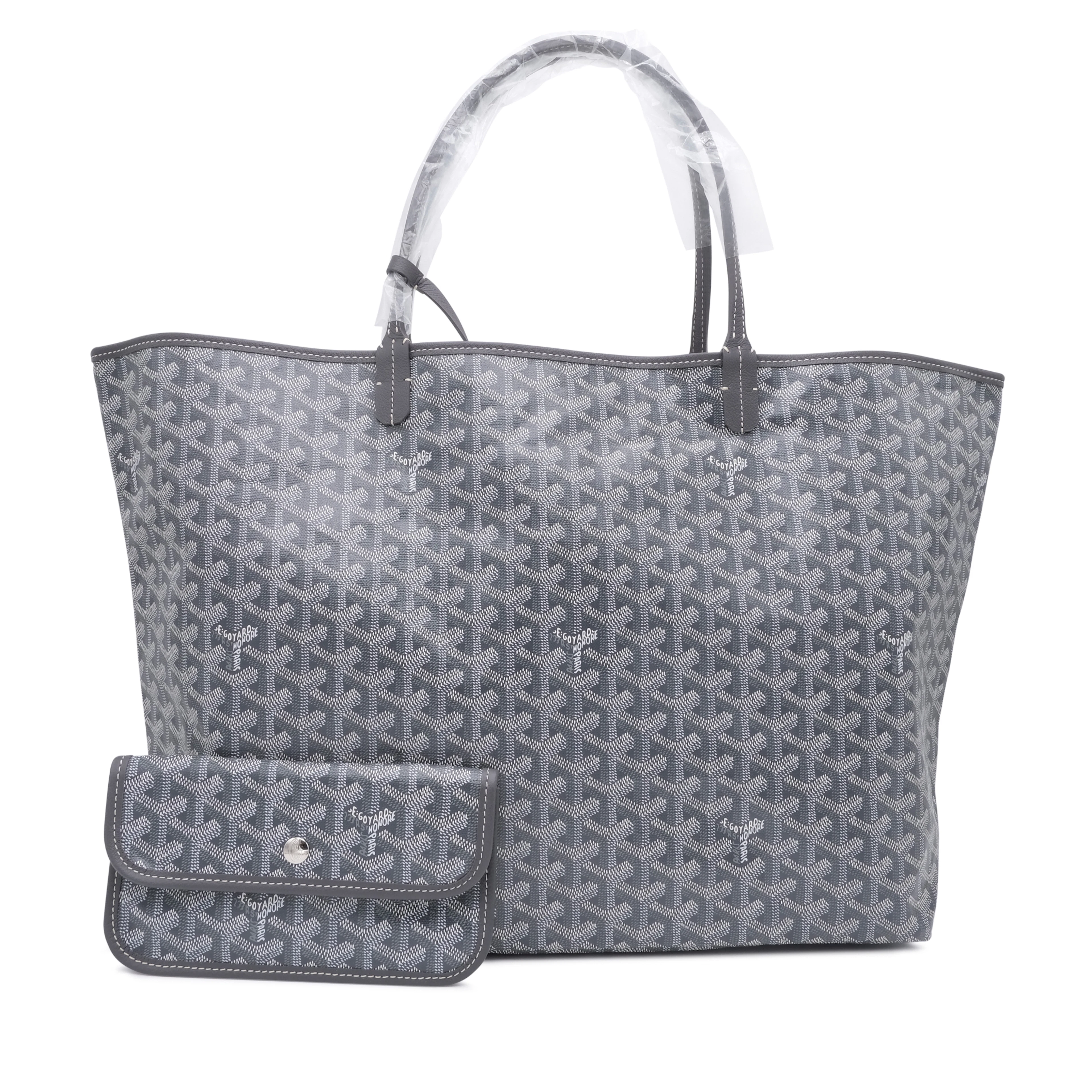 Grey Goyardine Canvas and Chevroches Calfskin Saint Louis GM Bag