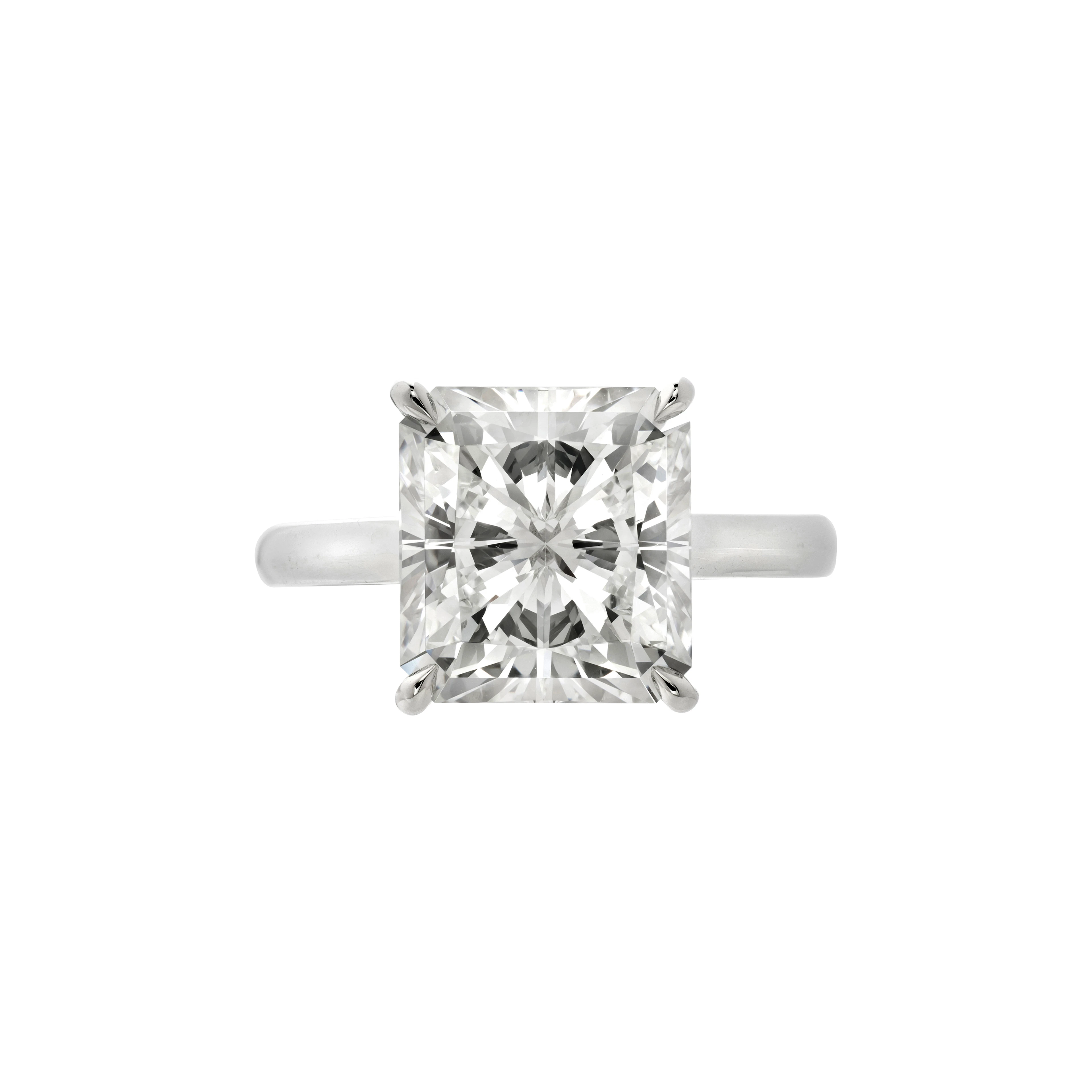 Platinum and 5.16ct Radiant Cut Diamond Engagement Ring