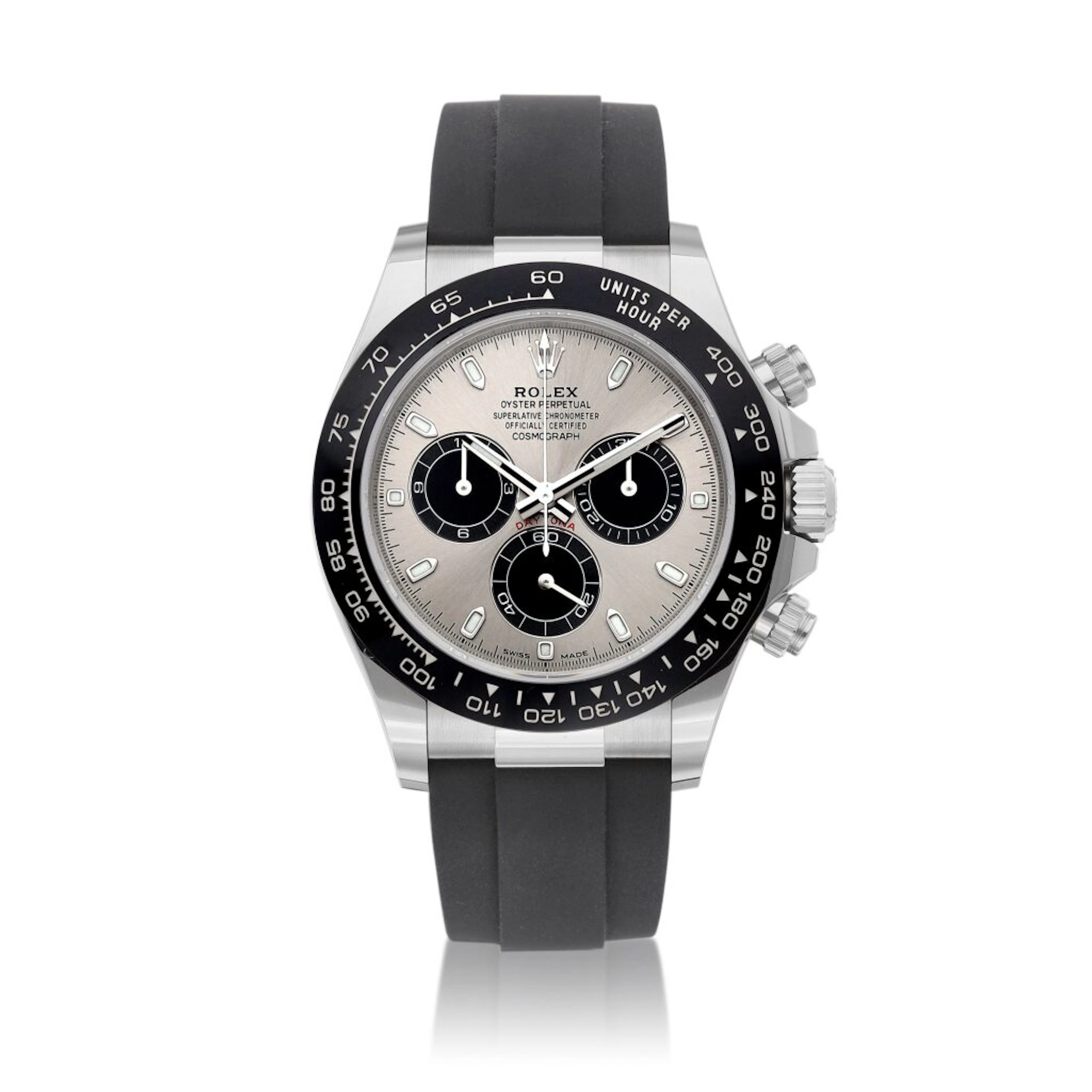 Cosmograph Daytona Oysterflex (Reference 116519LN). A 40mm white gold