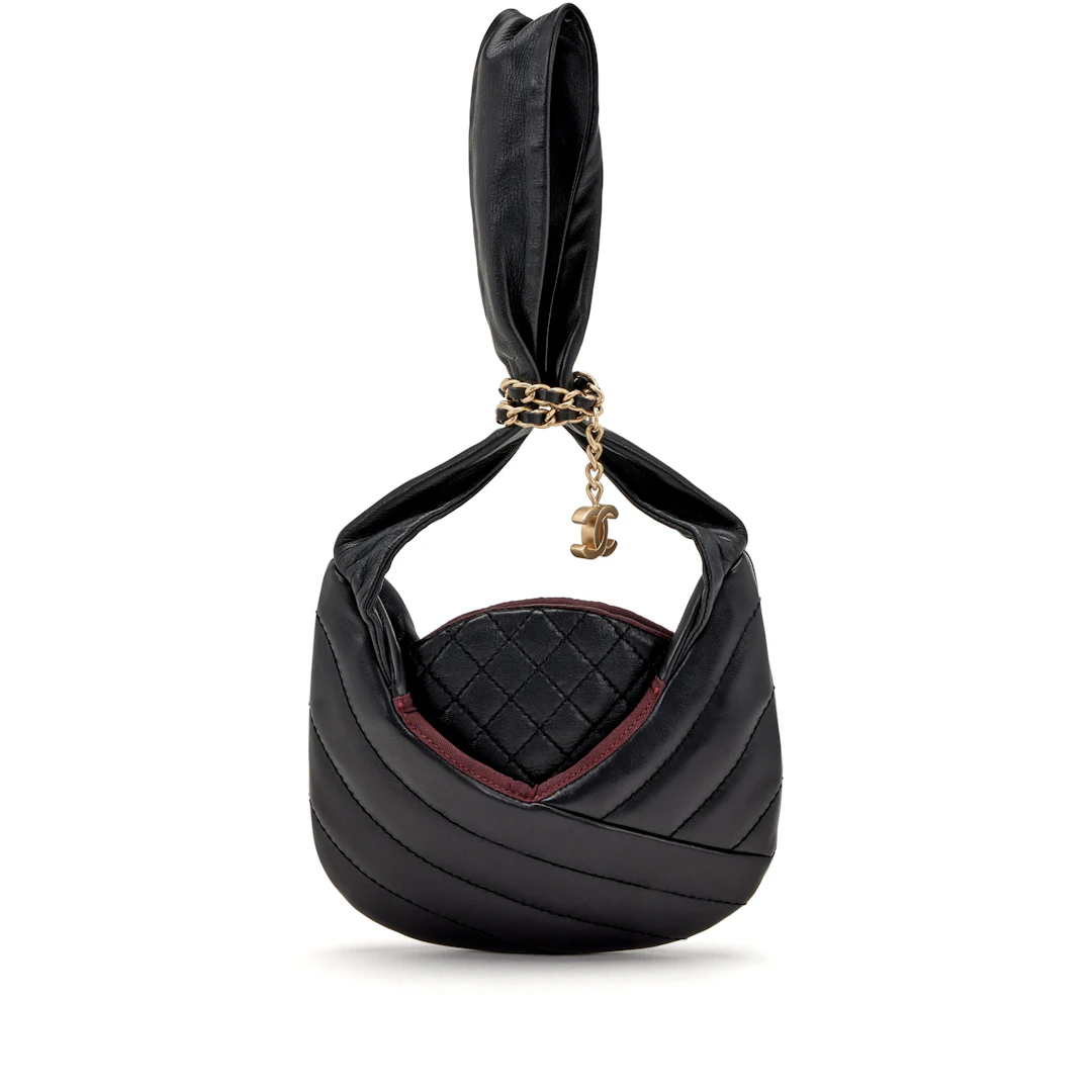 Black Chaplain Lambskin Evening Bag Pale Gold Hardware, 2003-2004