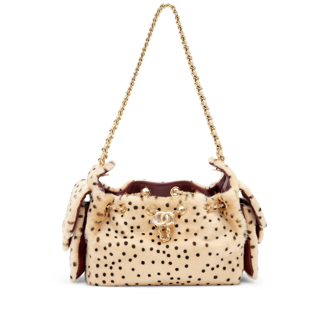 Light Beige and Black Cheetah Print Pony Hair Métiers d'art Mini 25