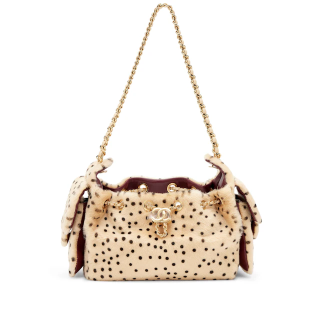 Light Beige and Black Cheetah Print Pony Hair Métiers d'art Mini 25