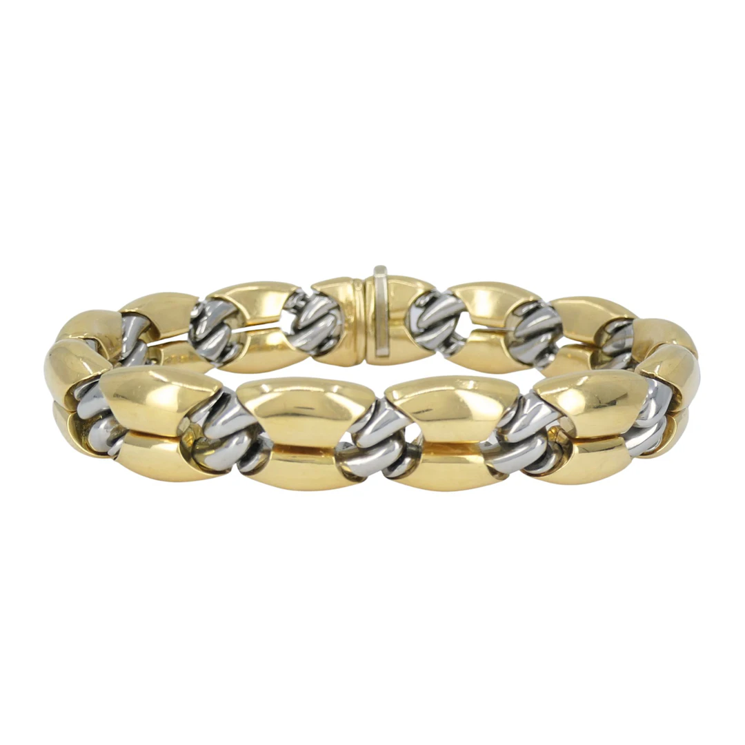 Vintage Gold and Stainless Steel Oro Acciaio Link Bracelet