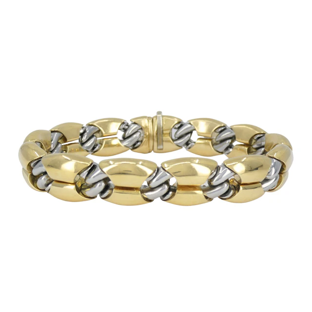 Vintage Gold and Stainless Steel Oro Acciaio Link Bracelet