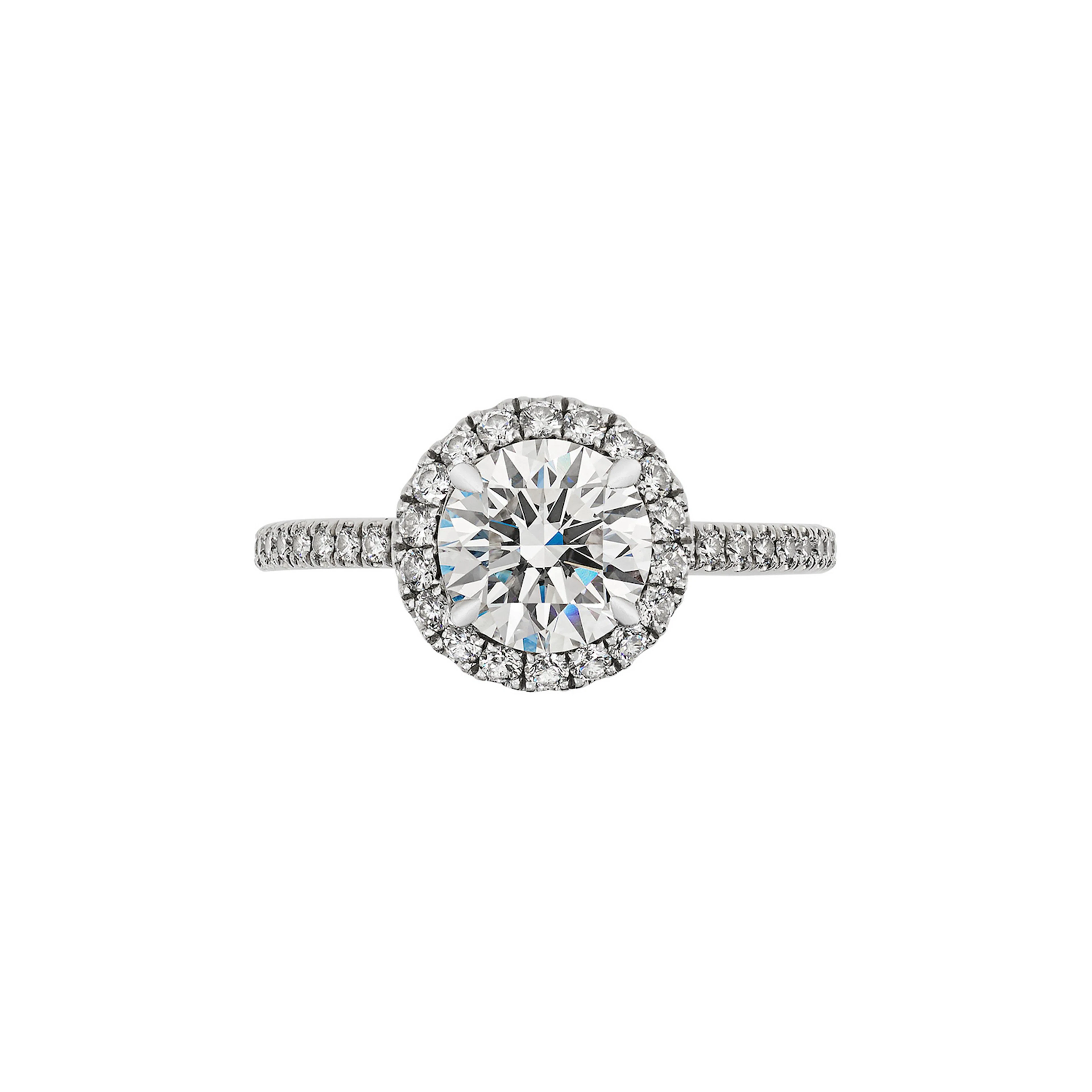 Platinum, 1.18ct Round Brilliant Cut Diamond and Diamond Engagement Ring
