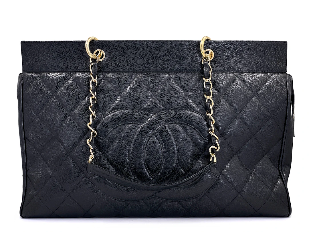 Black Quilted Caviar Supermodel Weekender XXL Grand Shopping Tote