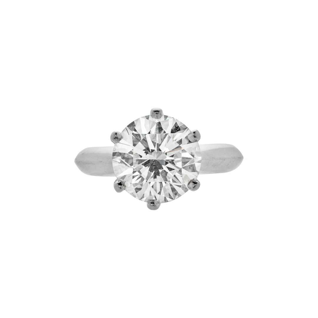 Platinum and 3.10ct Round Brilliant Cut Diamond Engagement Ring