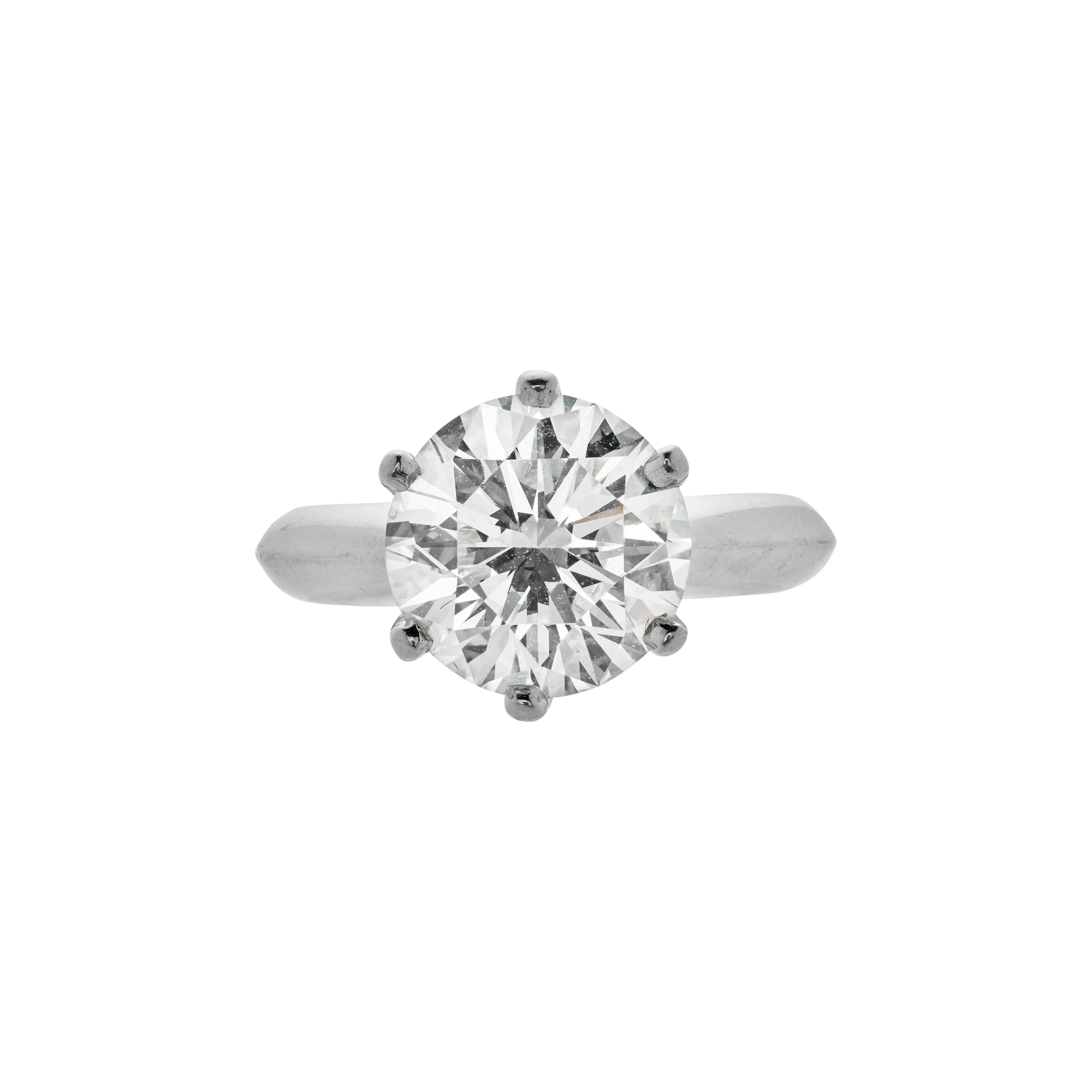 Platinum and 3.10ct Round Brilliant Cut Diamond Engagement Ring