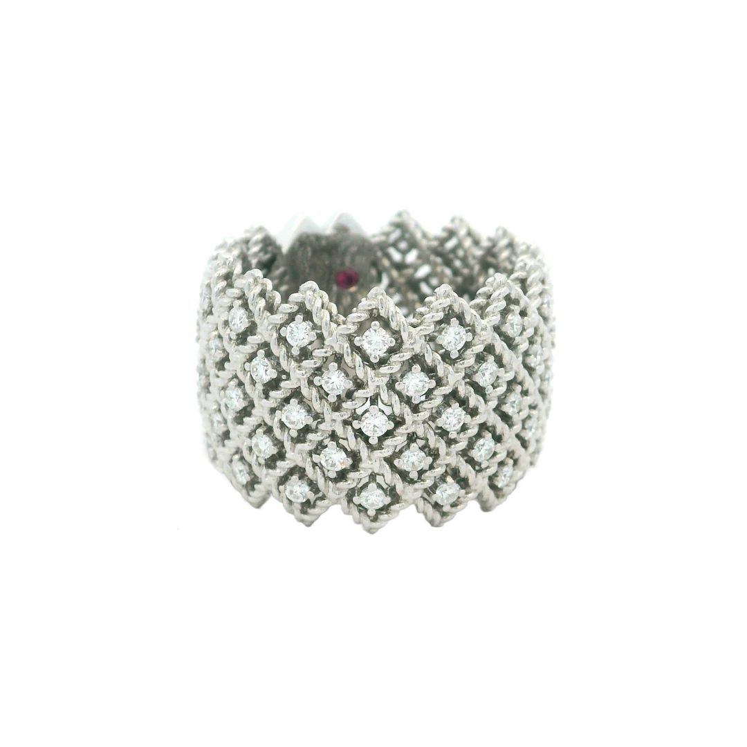 White Gold and Diamond Lattice Ring