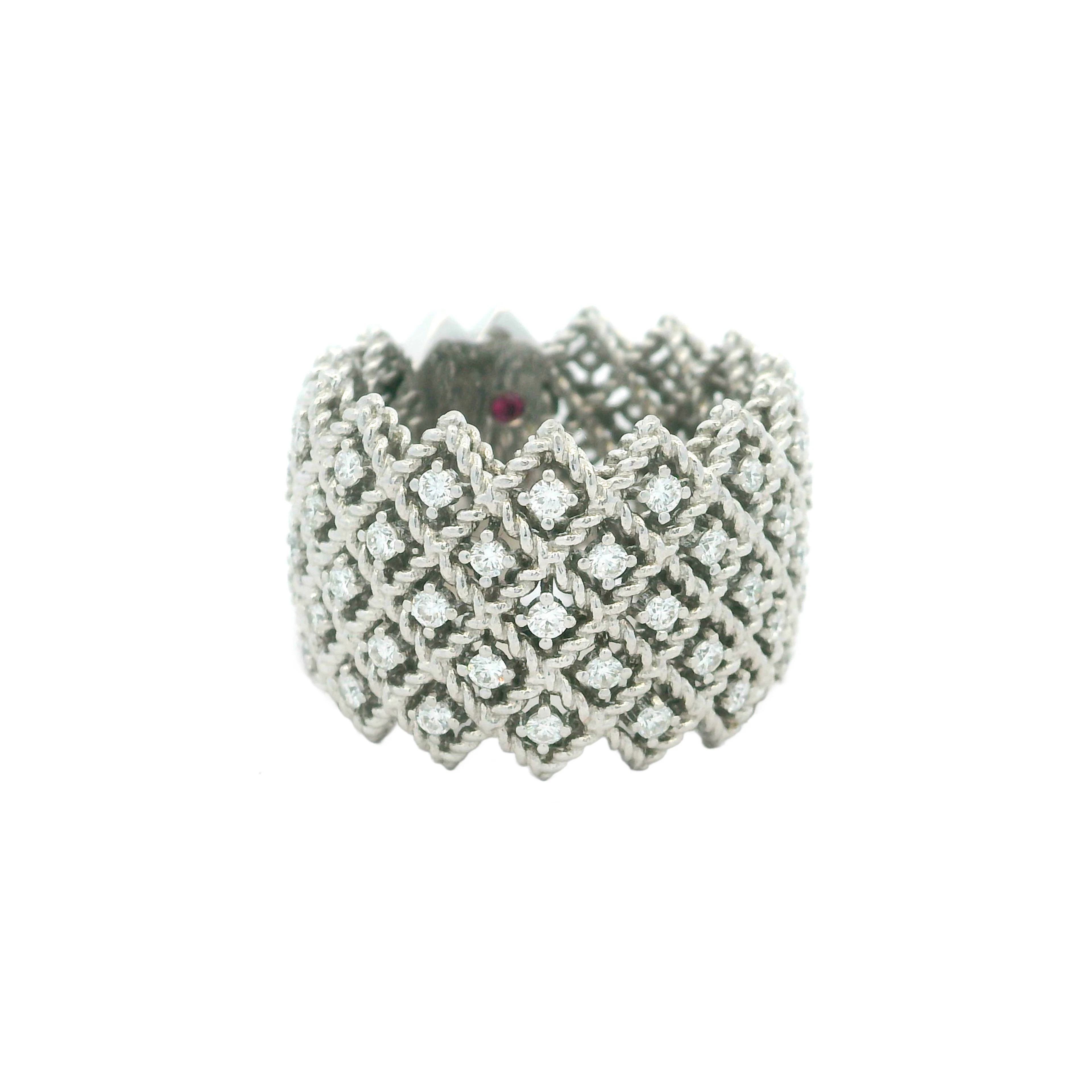 White Gold and Diamond Lattice Ring