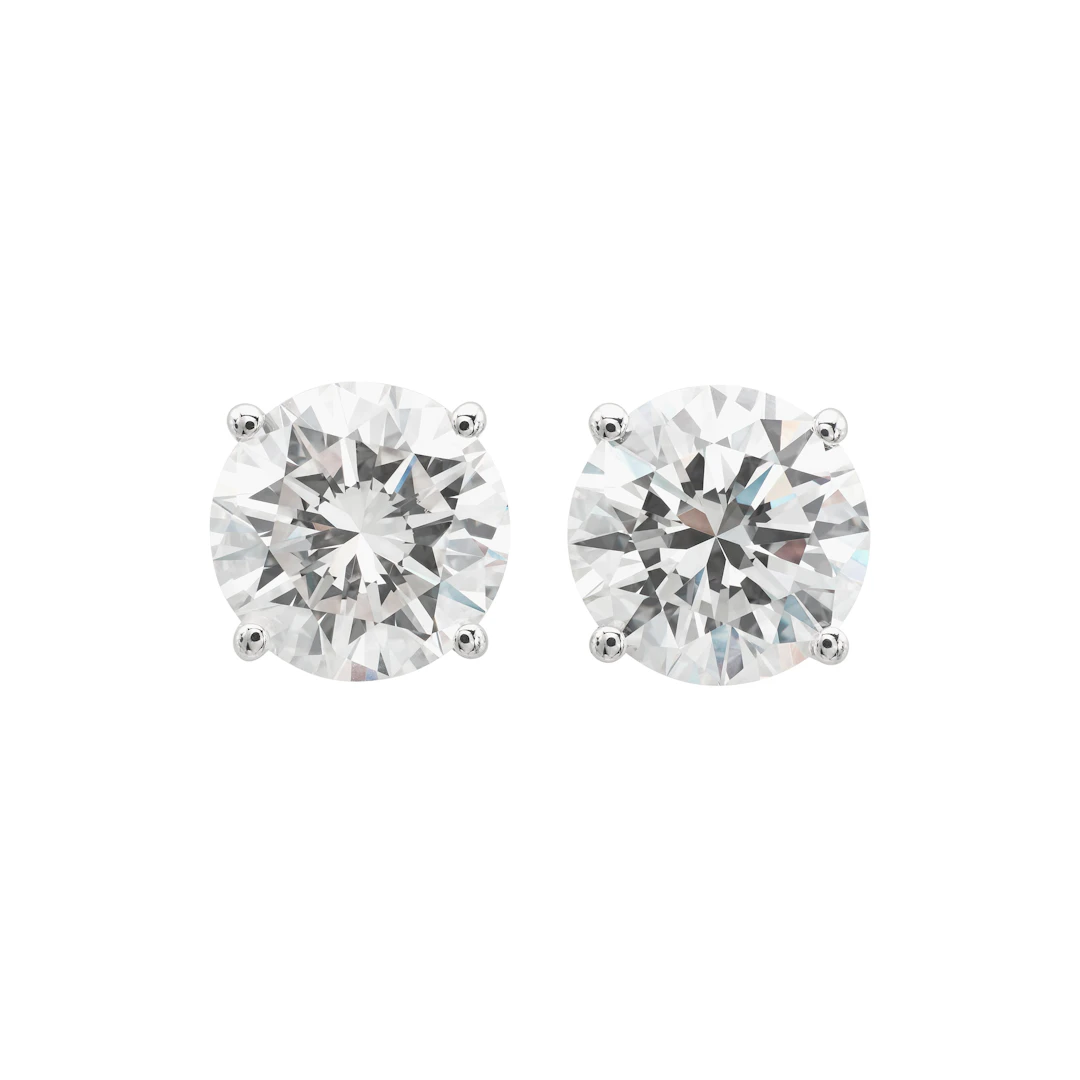 White Gold and 2.47ctw Round Brilliant Cut Diamond Stud Earrings