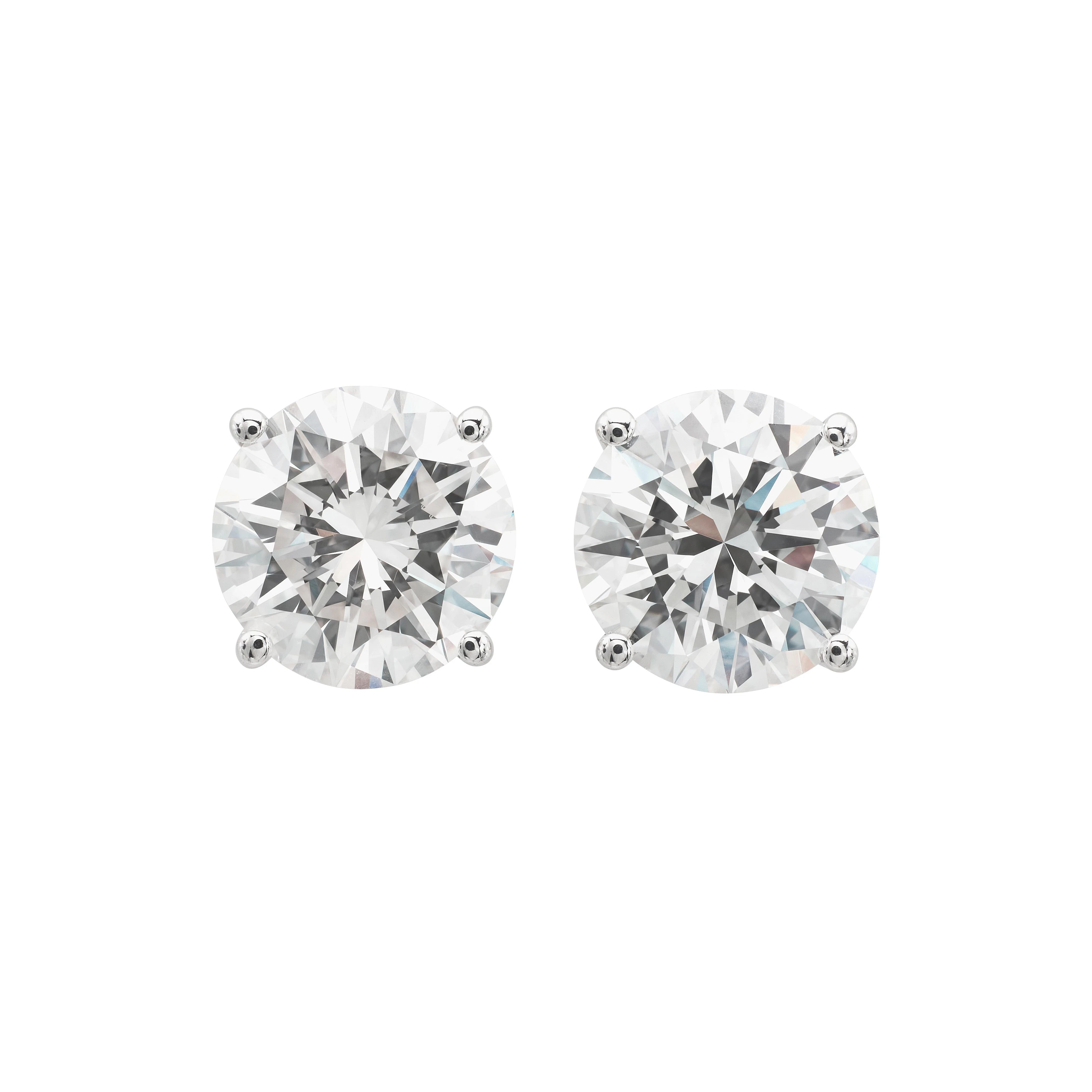 White Gold and 2.47ctw Round Brilliant Cut Diamond Stud Earrings