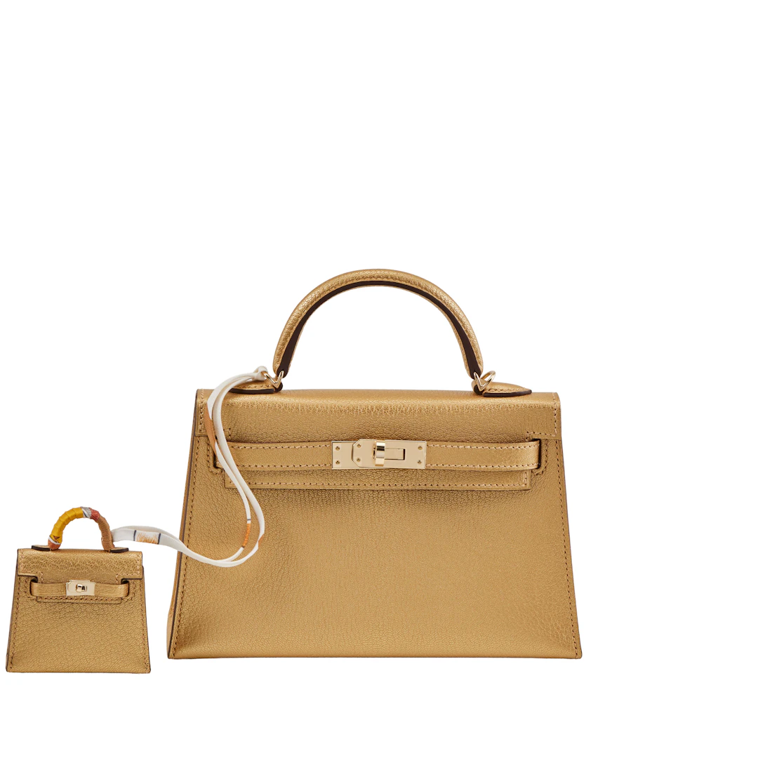 Limited Edition Doré Chèvre Chamkila Mini Kelly II 20 Gold Hardware
