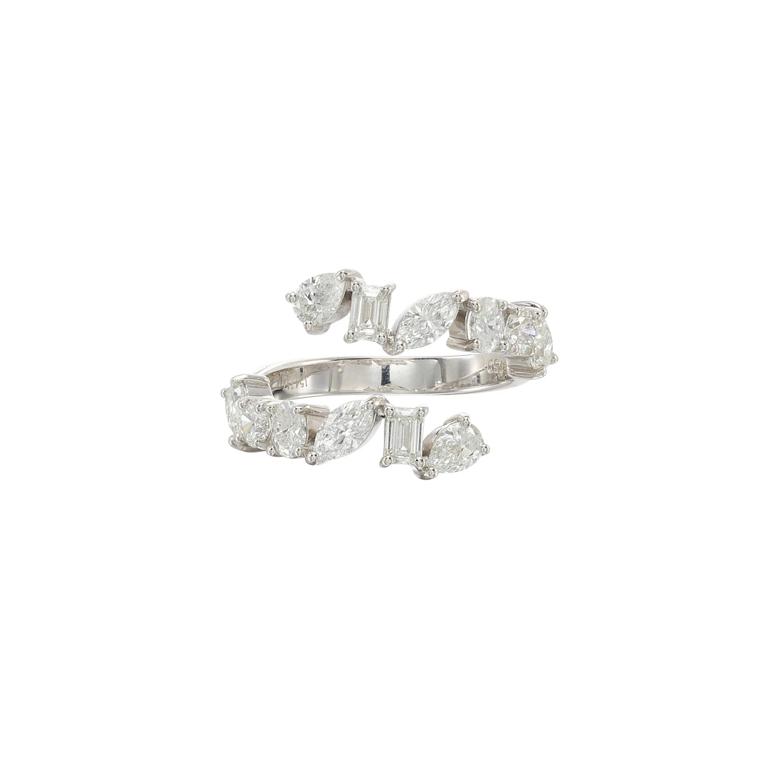 White Gold and 1.70ctw Fancy Cut Diamond Bypass Ring