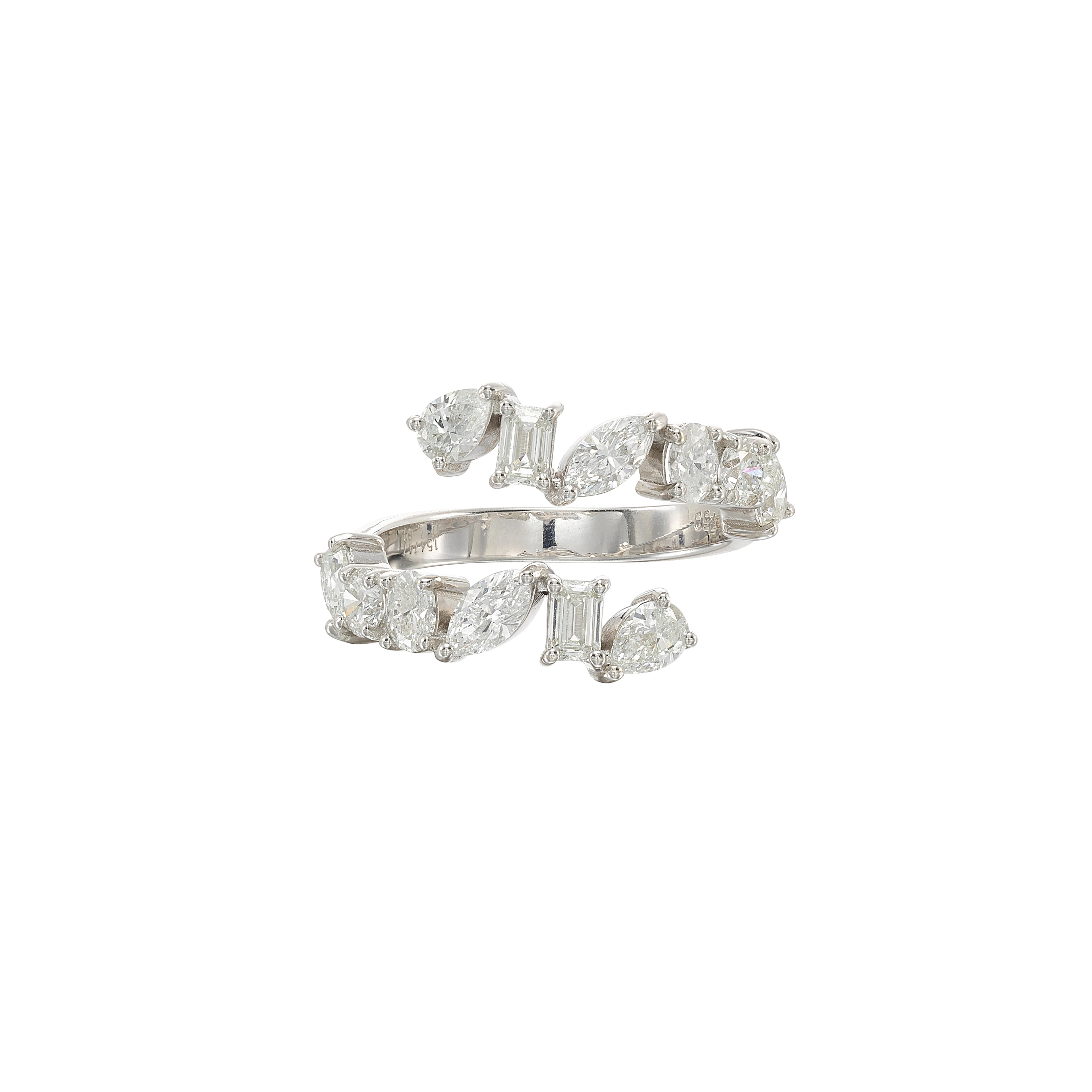 White Gold and 1.70ctw Fancy Cut Diamond Bypass Ring