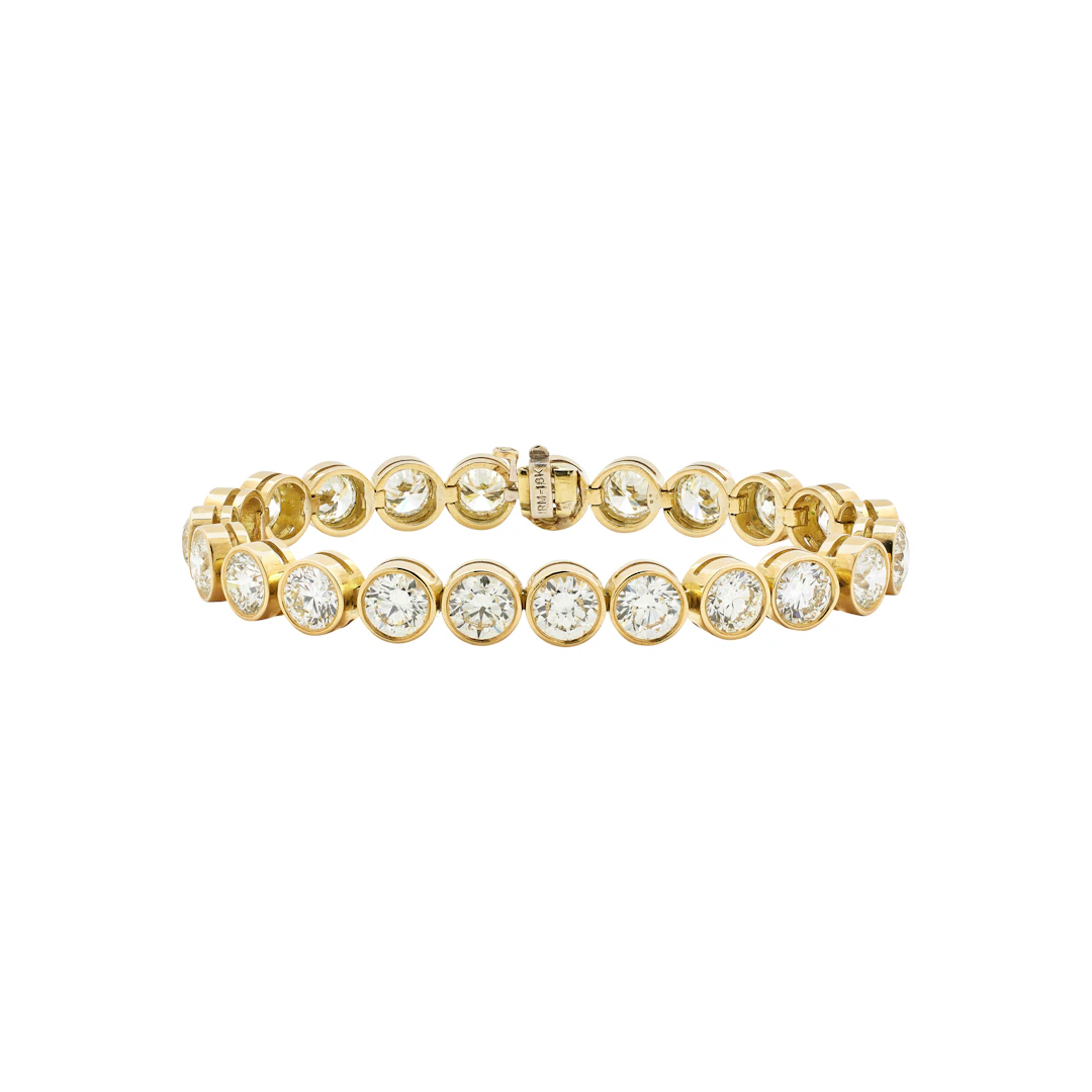 Gold and 23.70ctw Round Brilliant Cut Diamond Tennis Bracelet