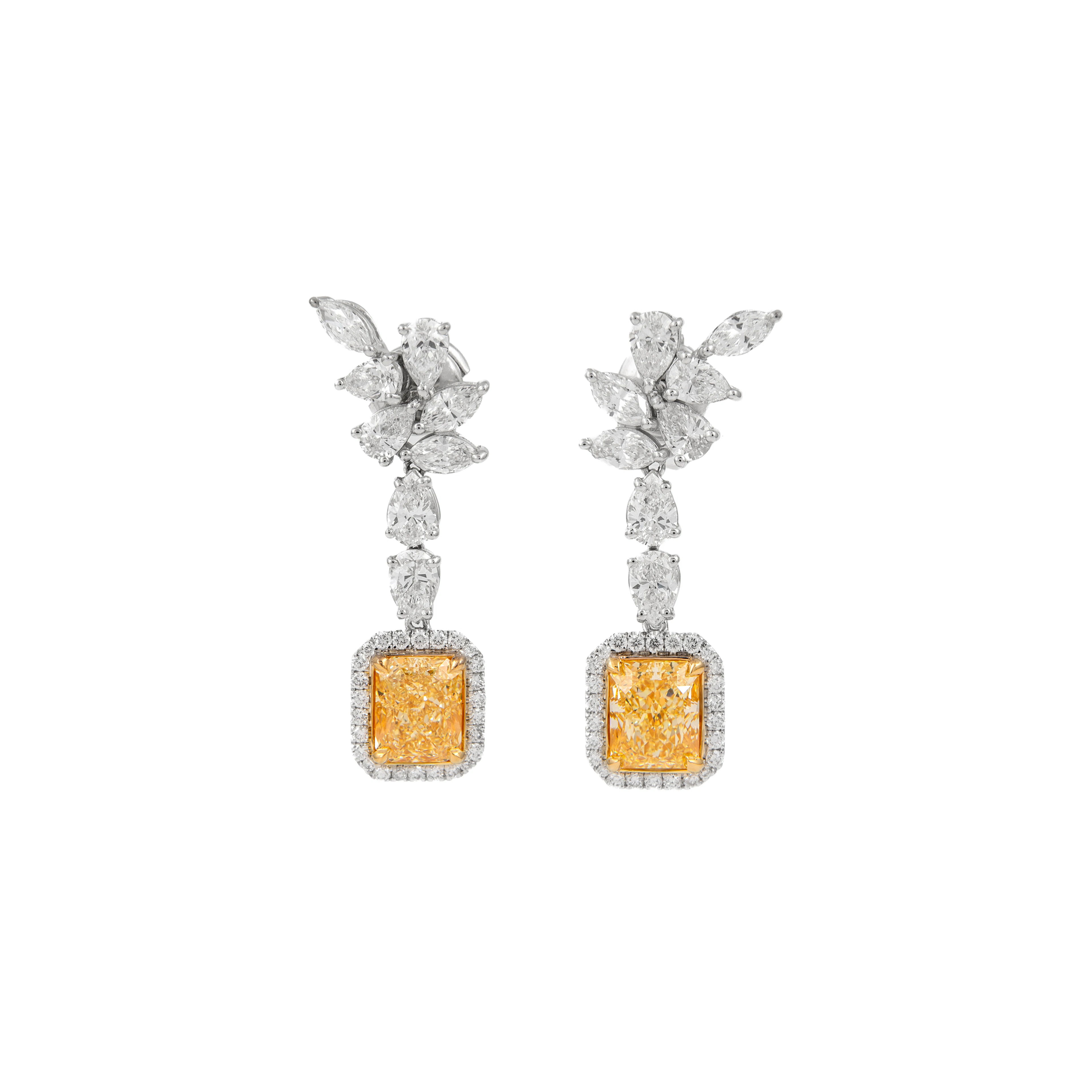 White Gold, Gold, 4.56ctw Radiant Cut Fancy Yellow Diamond and Diamond