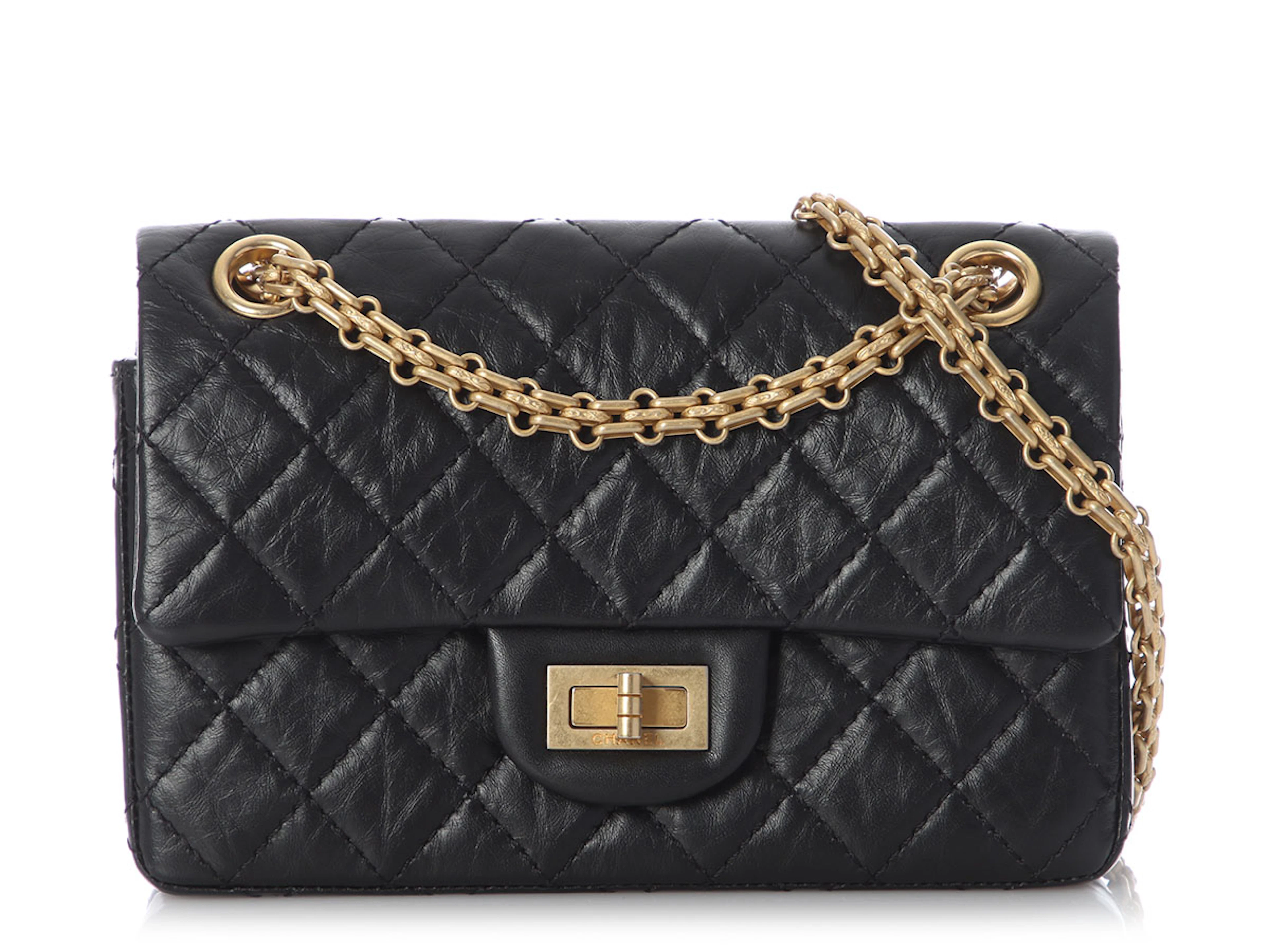 Black Quilted Aged Calfskin Mini 2.55 Reissue 224 Aged Gold Hardware, 2020