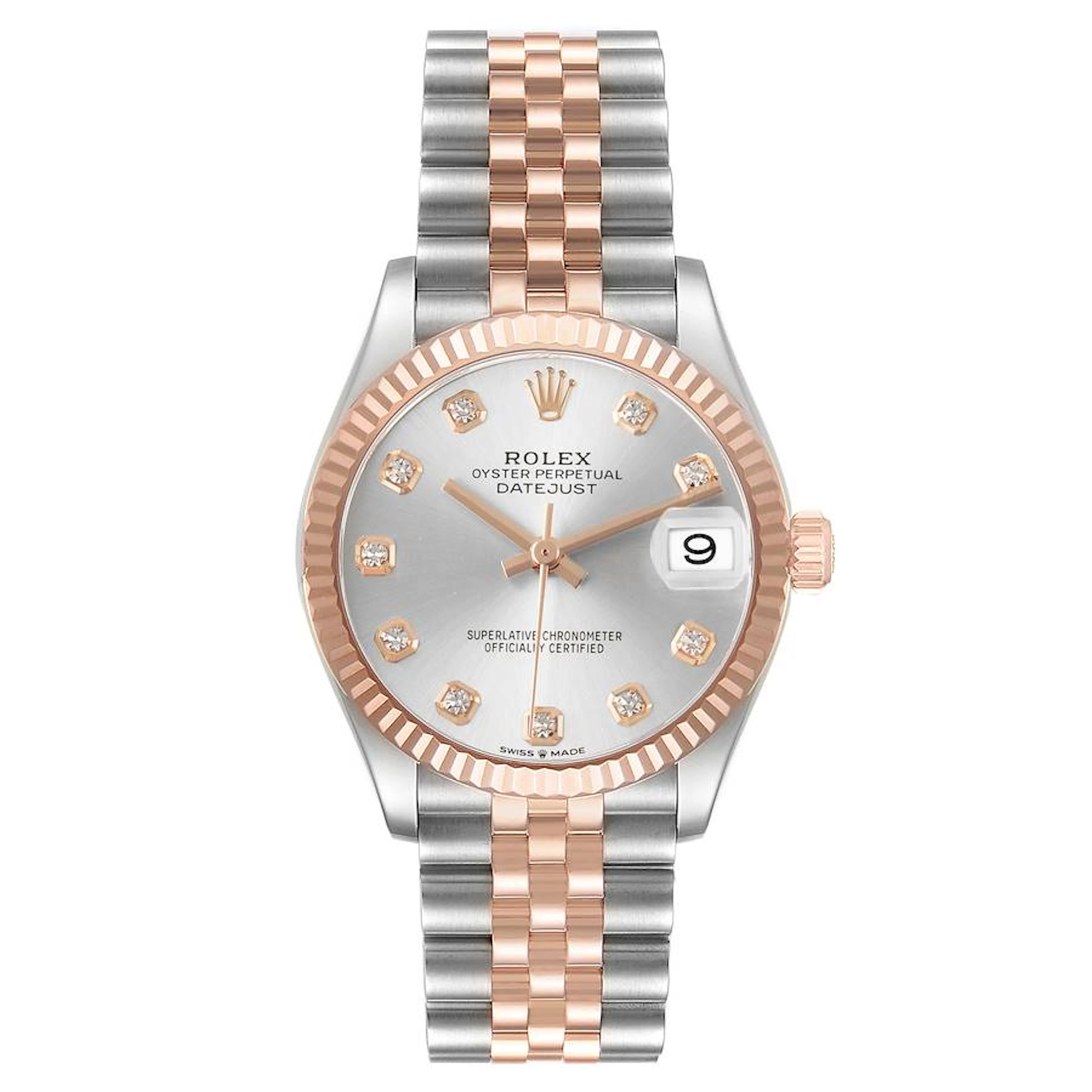 Datejust (Reference 278271). A 31mm rose gold stainless steel diamond-set