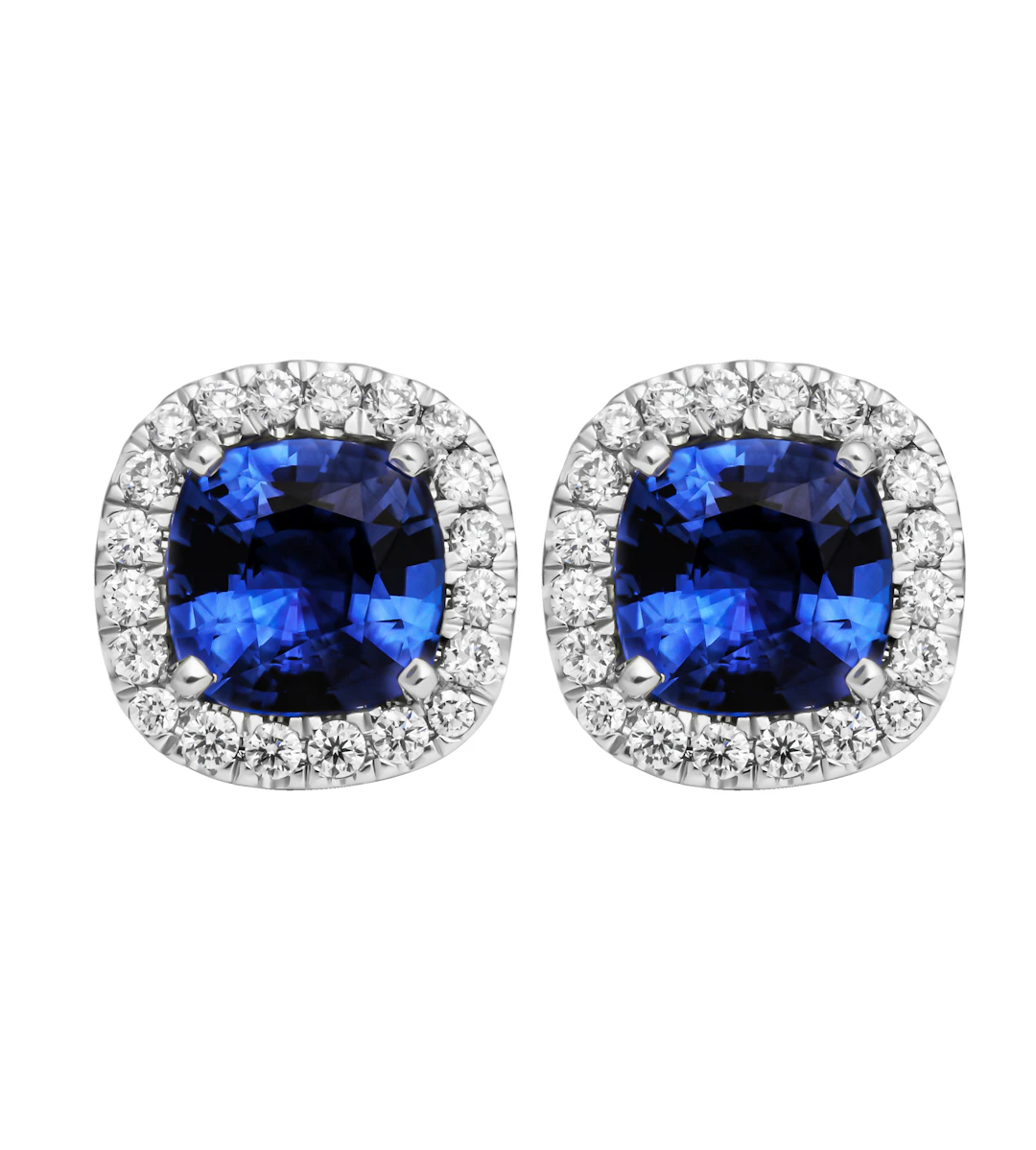 Platinum, 2.10ctw Sapphire and Diamond Stud Earrings