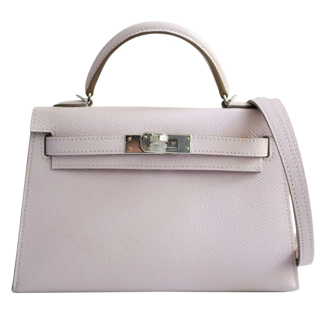 Mauve Pale Epsom Sellier Mini Kelly 20 II Palladium Hardware, 2023