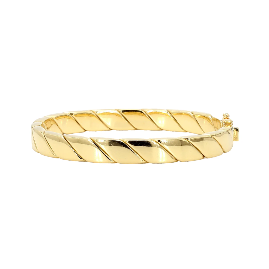 Gold Twisted Rope Flat Bangle Bracelet