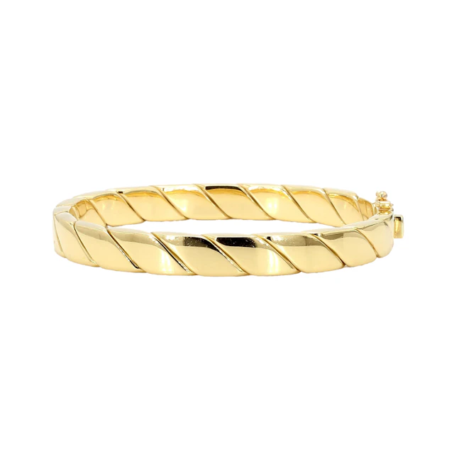 Gold Twisted Rope Flat Bangle Bracelet