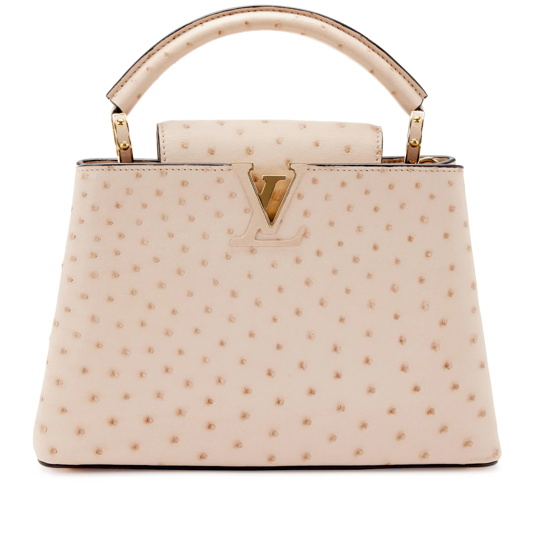 Rose Poudre Ostrich Capucines BB Gold Hardware, 2020
