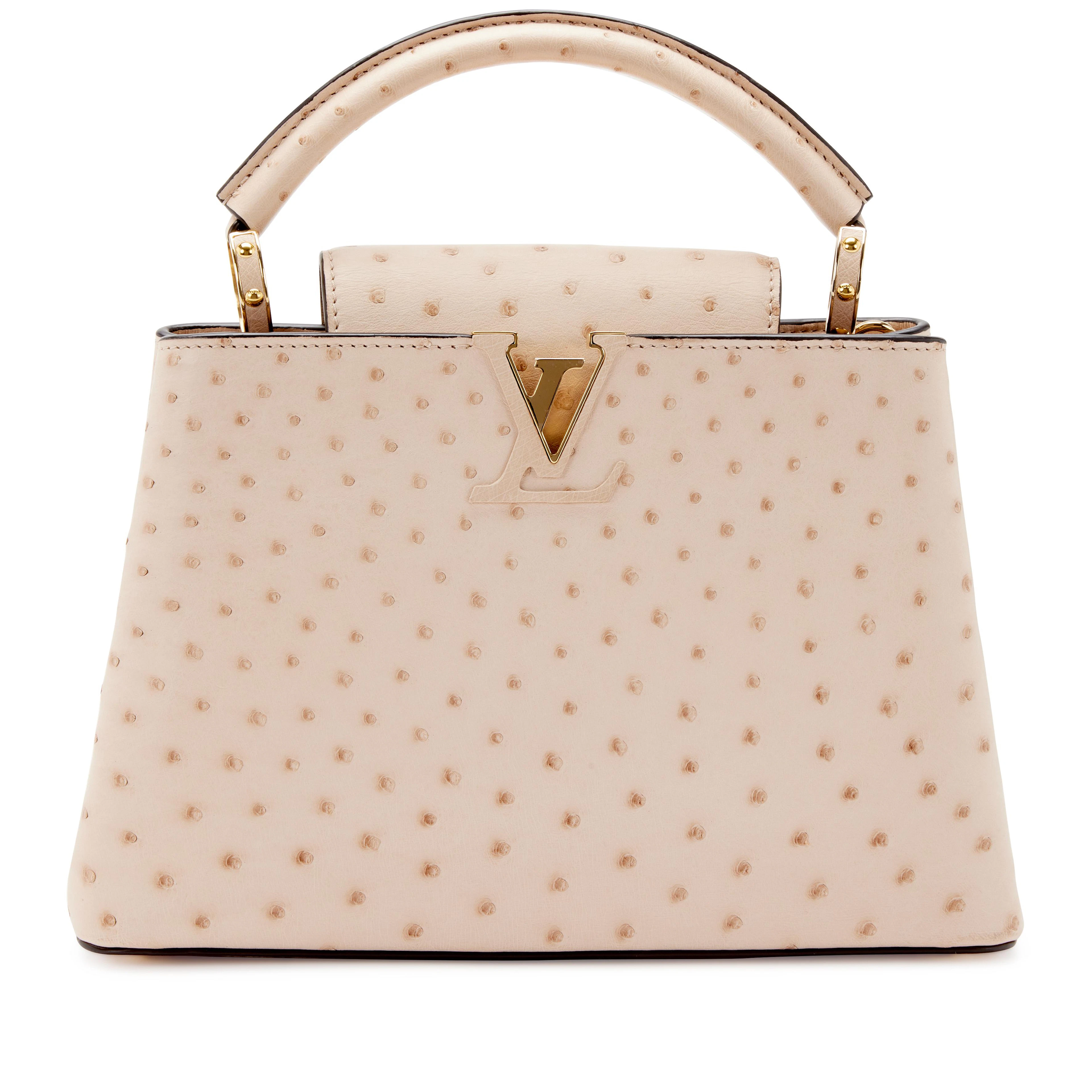 Rose Poudre Ostrich Capucines BB Gold Hardware, 2020