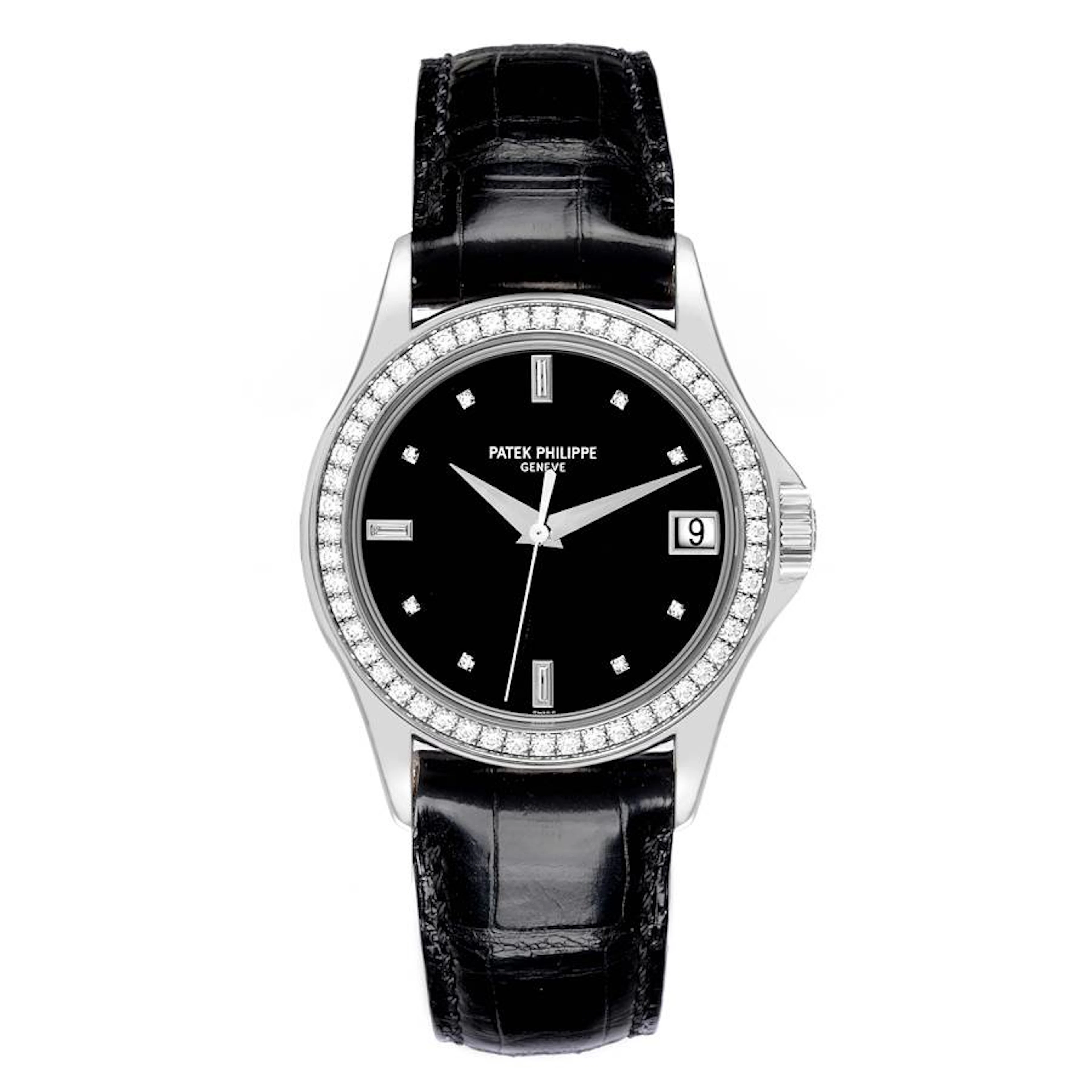 Calatrava (Reference 5108G-010). A 36.5mm white gold diamond-set automatic