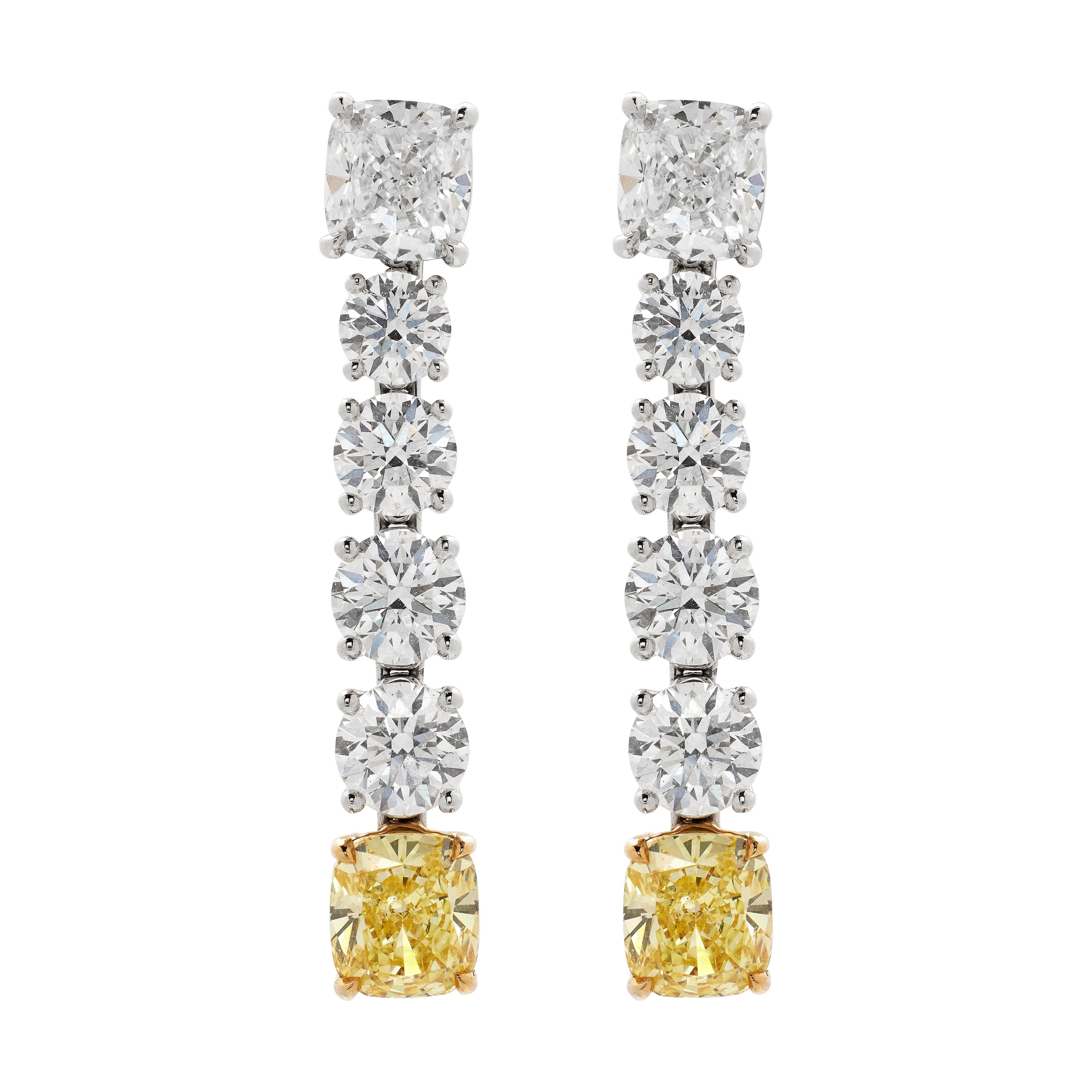 Platinum, White Gold, Gold, 1.44ctw Cushion Cut Fancy Intense Yellow