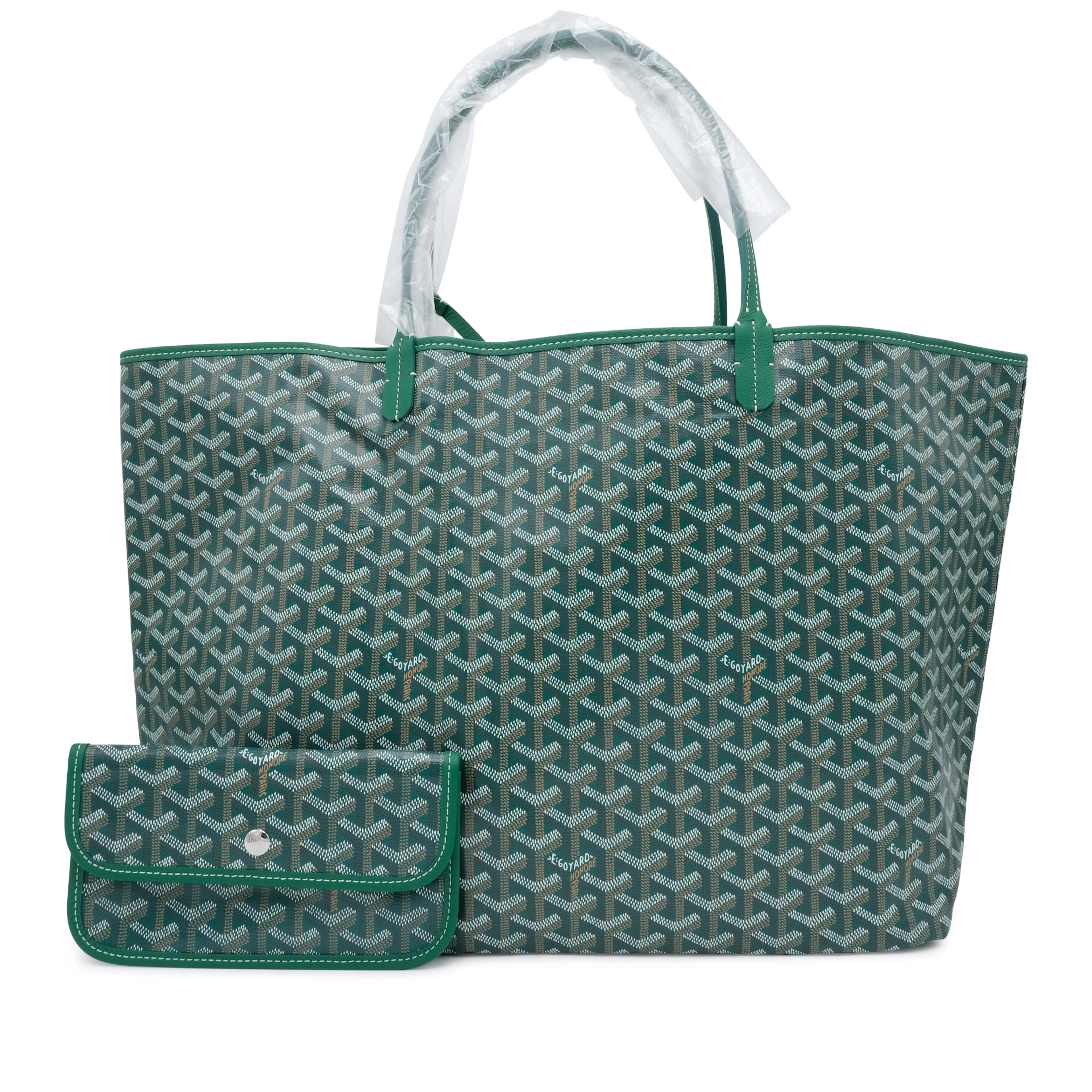 Green Goyardine Canvas and Chevroches Calfskin Saint Louis GM Bag
