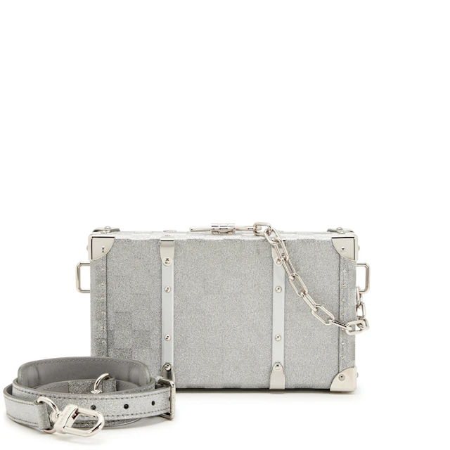 Silver Glitter Aluminum Monogram Briefcase Trunk Silver Hardware, 2022