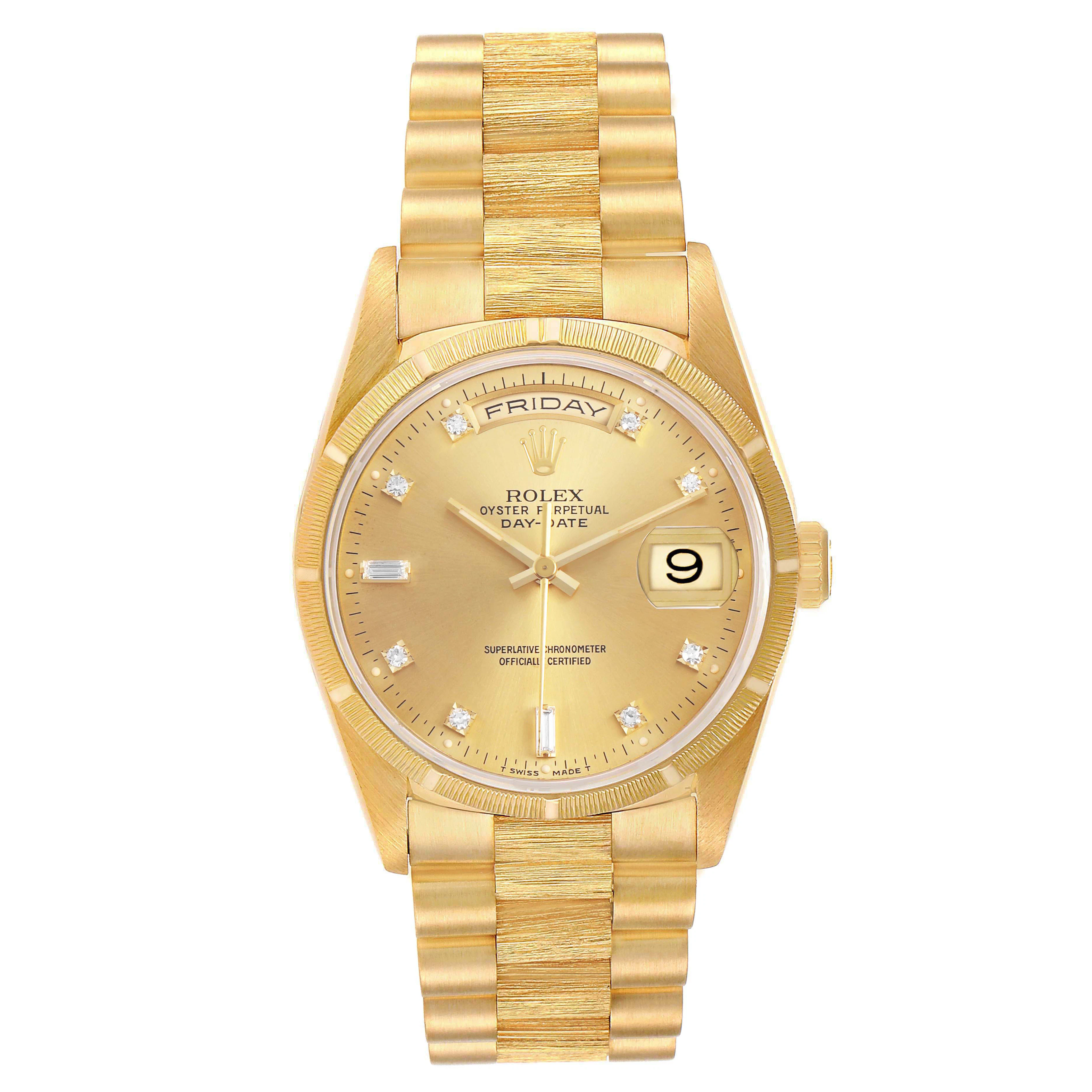 President Day-Date 'Bark' (Reference 18248). A 36mm yellow gold diamond-set