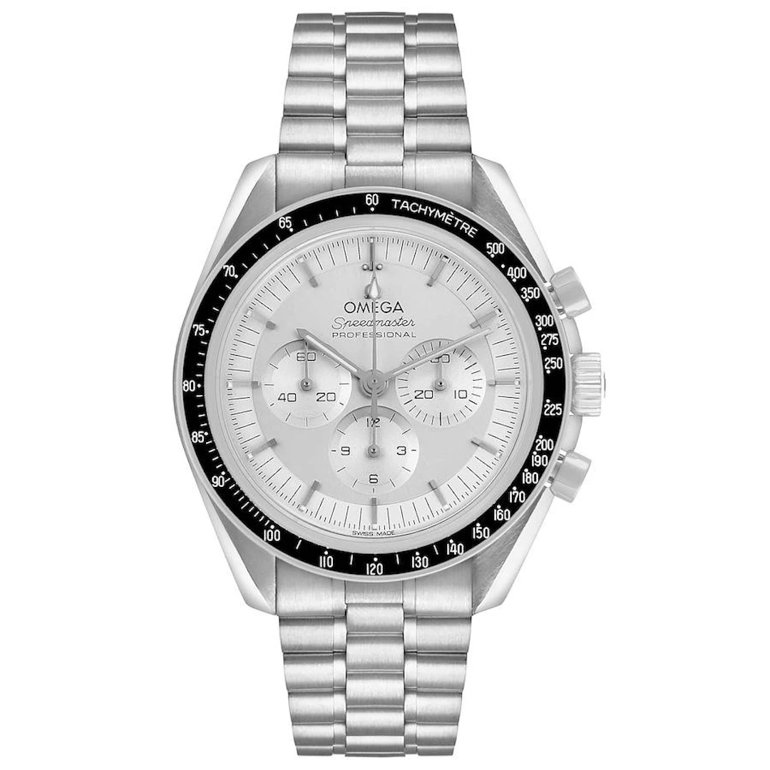 Speedmaster (Reference 310.60.42.50.02.001). A 42mm white gold manual