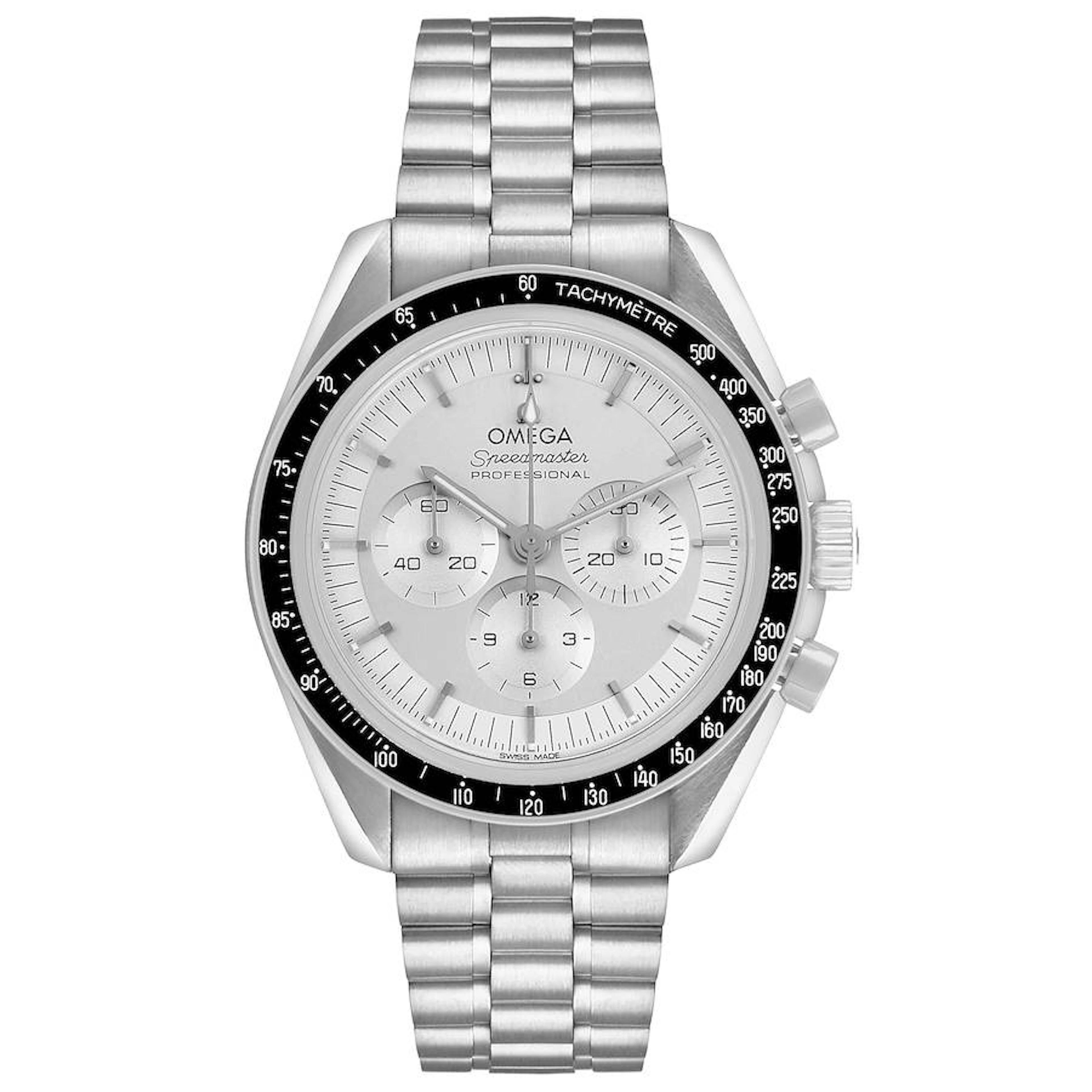Speedmaster (Reference 310.60.42.50.02.001). A 42mm white gold manual