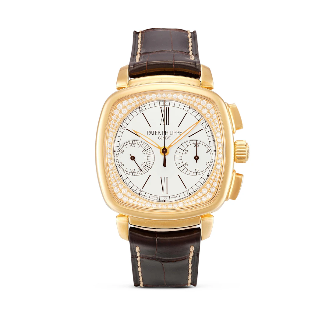 (Reference 7071). A rose gold and diamond-set chronograph mechanical