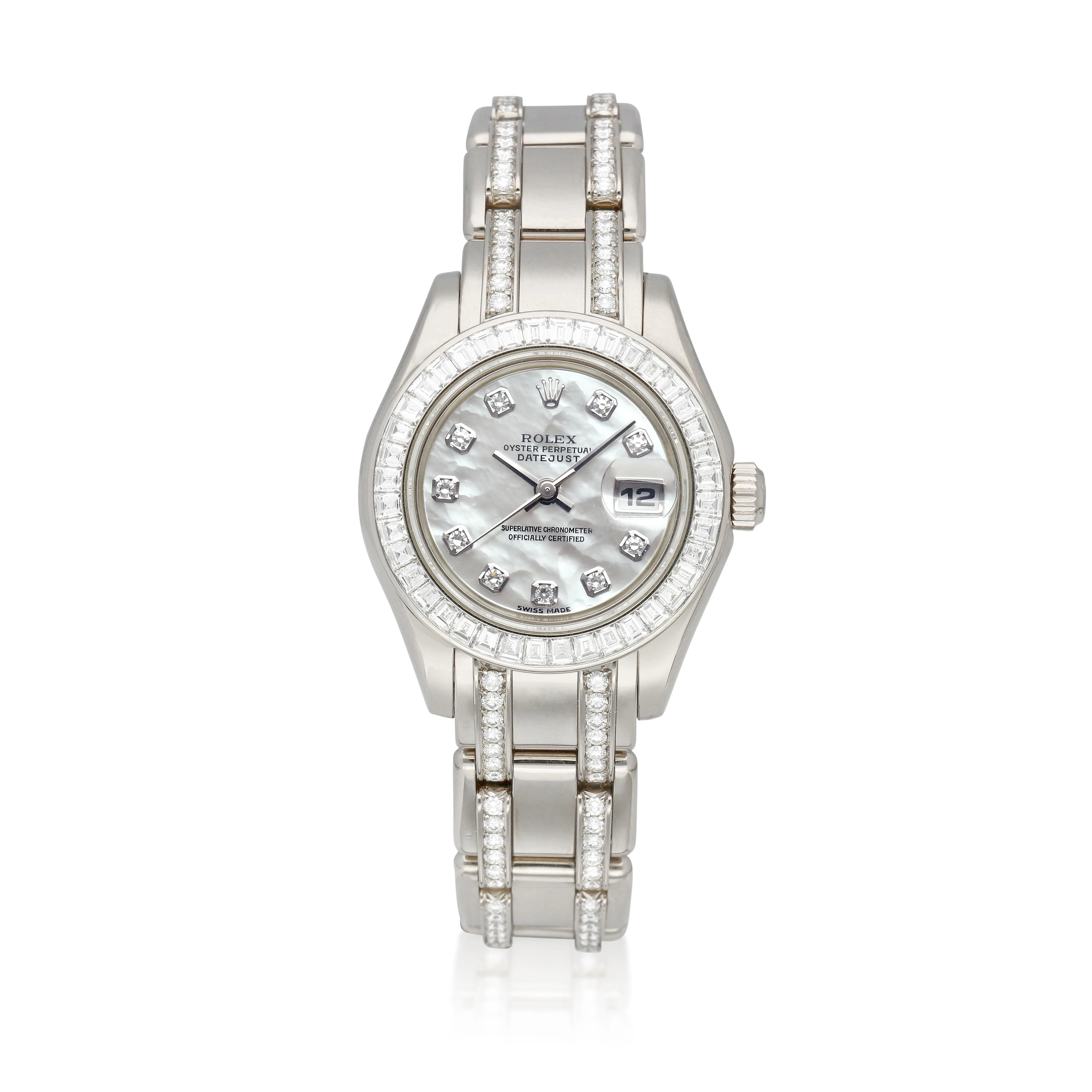 Datejust Pearlmaster (Reference 69309). A white gold diamond-set automatic